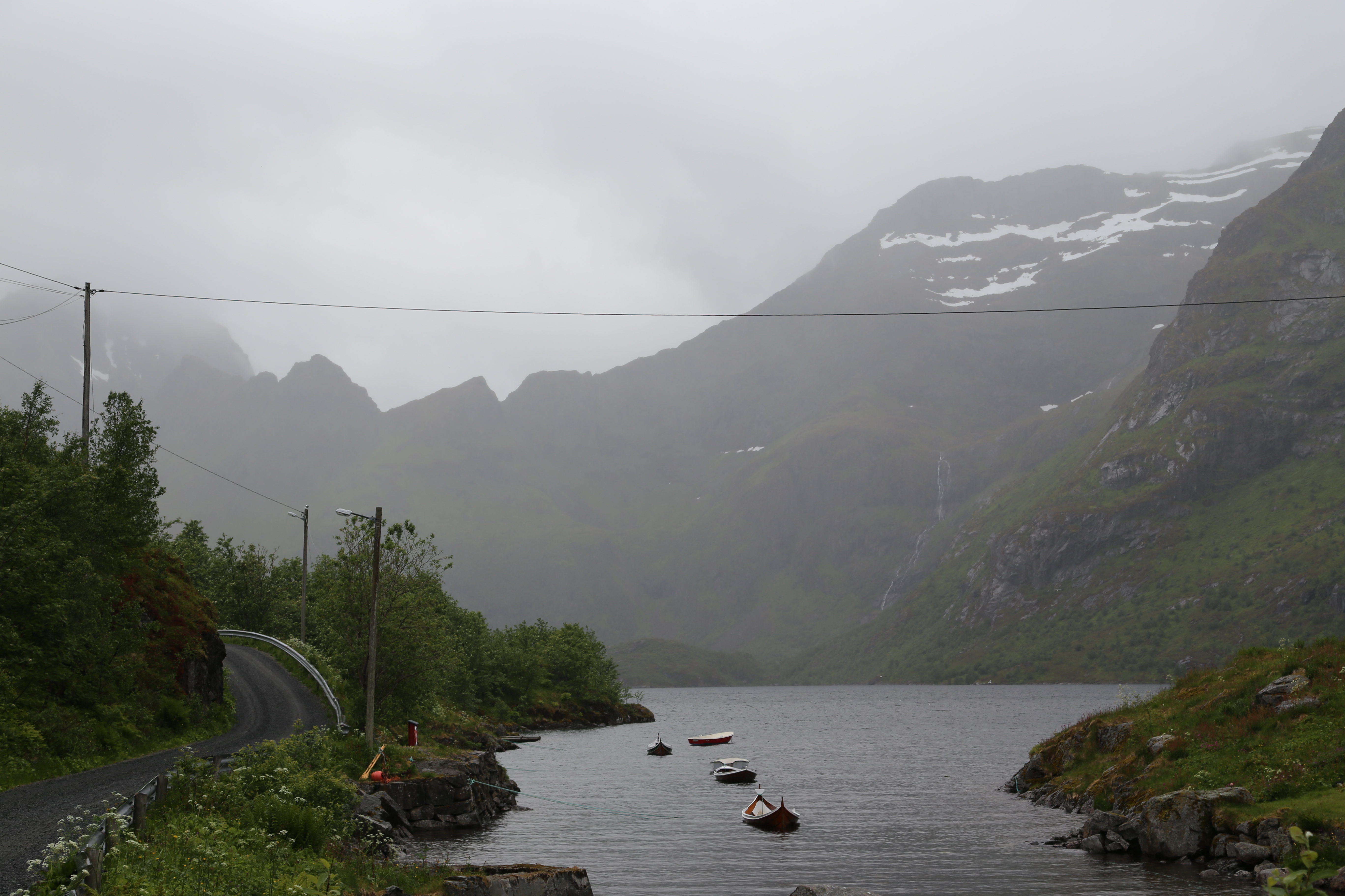 2014 Europe Trip Day 18 - Norway (Lofoten Islands: Sordal Tunnel (4 miles),  Sloverfjord Tunnel (2 miles), Chocolate Chip Rolls, Svolvaer, Lofoten Stockfish (Hanging Cod), Fishing Village Named Å, Snails, Fiskeburger (Fish Burger), Wild Reindeer) 