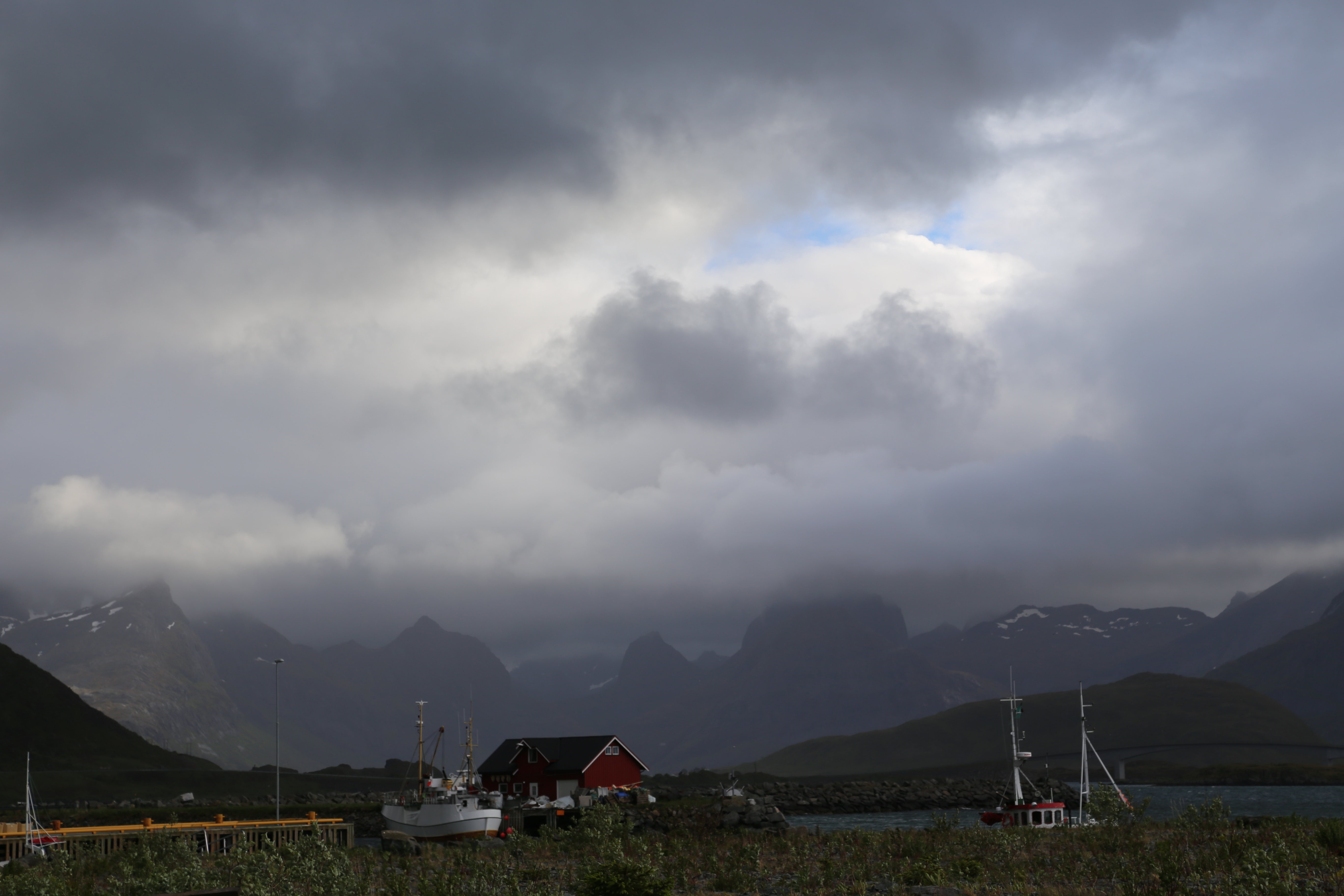 2014 Europe Trip Day 18 - Norway (Lofoten Islands: Sordal Tunnel (4 miles),  Sloverfjord Tunnel (2 miles), Chocolate Chip Rolls, Svolvaer, Lofoten Stockfish (Hanging Cod), Fishing Village Named Å, Snails, Fiskeburger (Fish Burger), Wild Reindeer) 