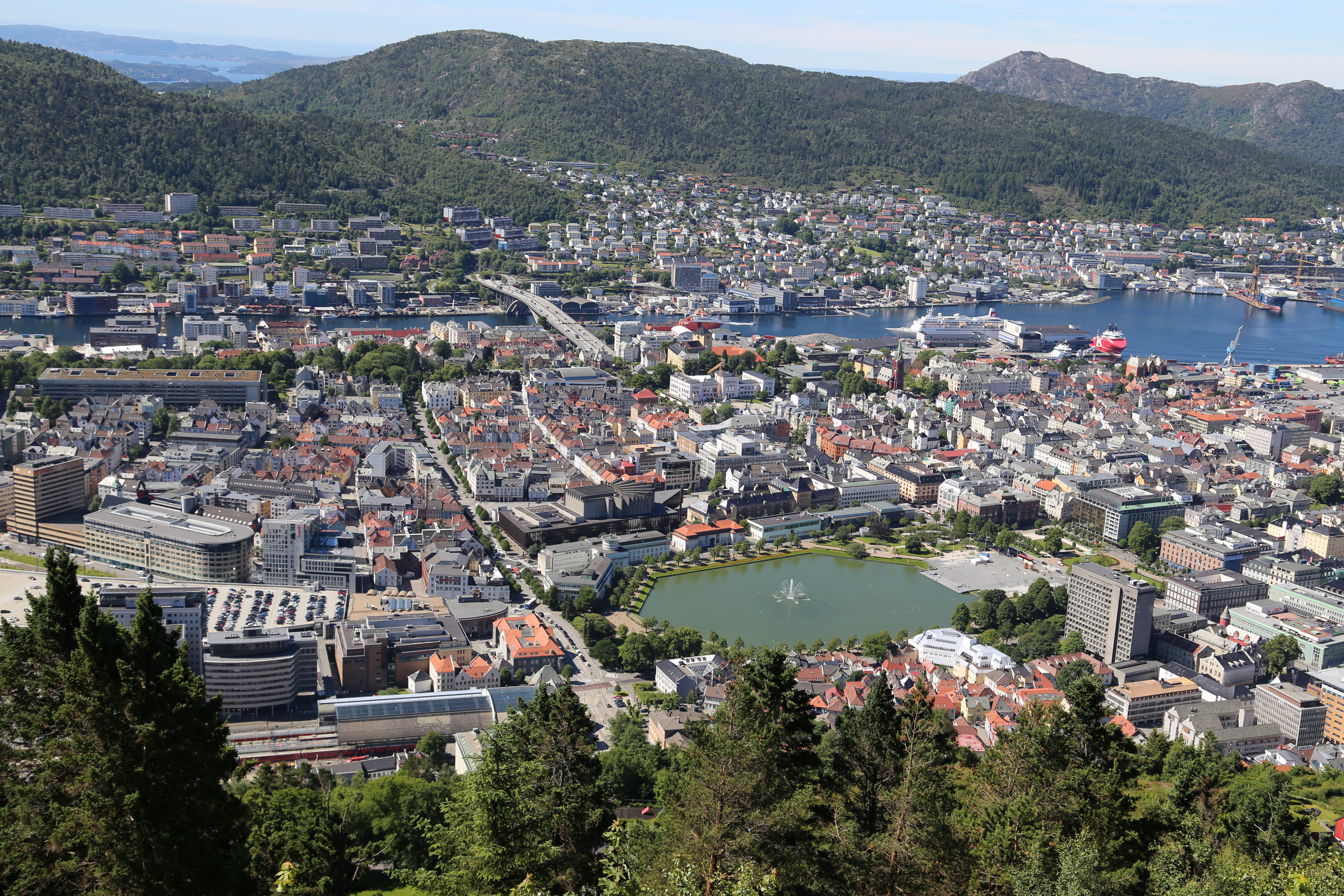 2014 Europe Trip Day 22 - Norway (Bergen: Fish Cakes, Fløibanen Funicular (Cable Railway up Mountain), Canoeing on Skomakerdiket Lake, Fisketorget (The Fish Market), Bryggen Wharf, Nordnes Seawater Pool, Jumping into the North Sea, Nordnes Alleys)