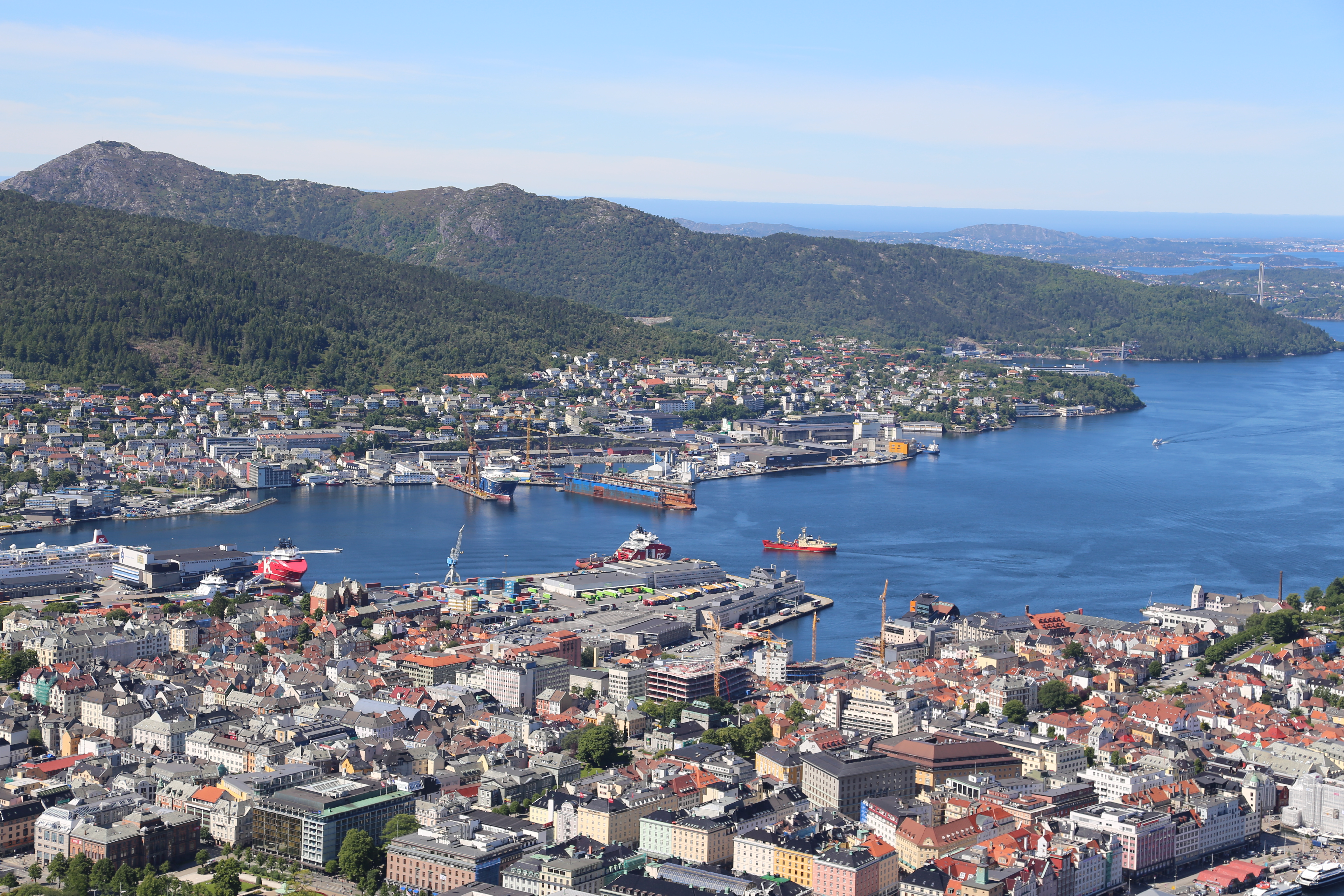 2014 Europe Trip Day 22 - Norway (Bergen: Fish Cakes, Fløibanen Funicular (Cable Railway up Mountain), Canoeing on Skomakerdiket Lake, Fisketorget (The Fish Market), Bryggen Wharf, Nordnes Seawater Pool, Jumping into the North Sea, Nordnes Alleys)