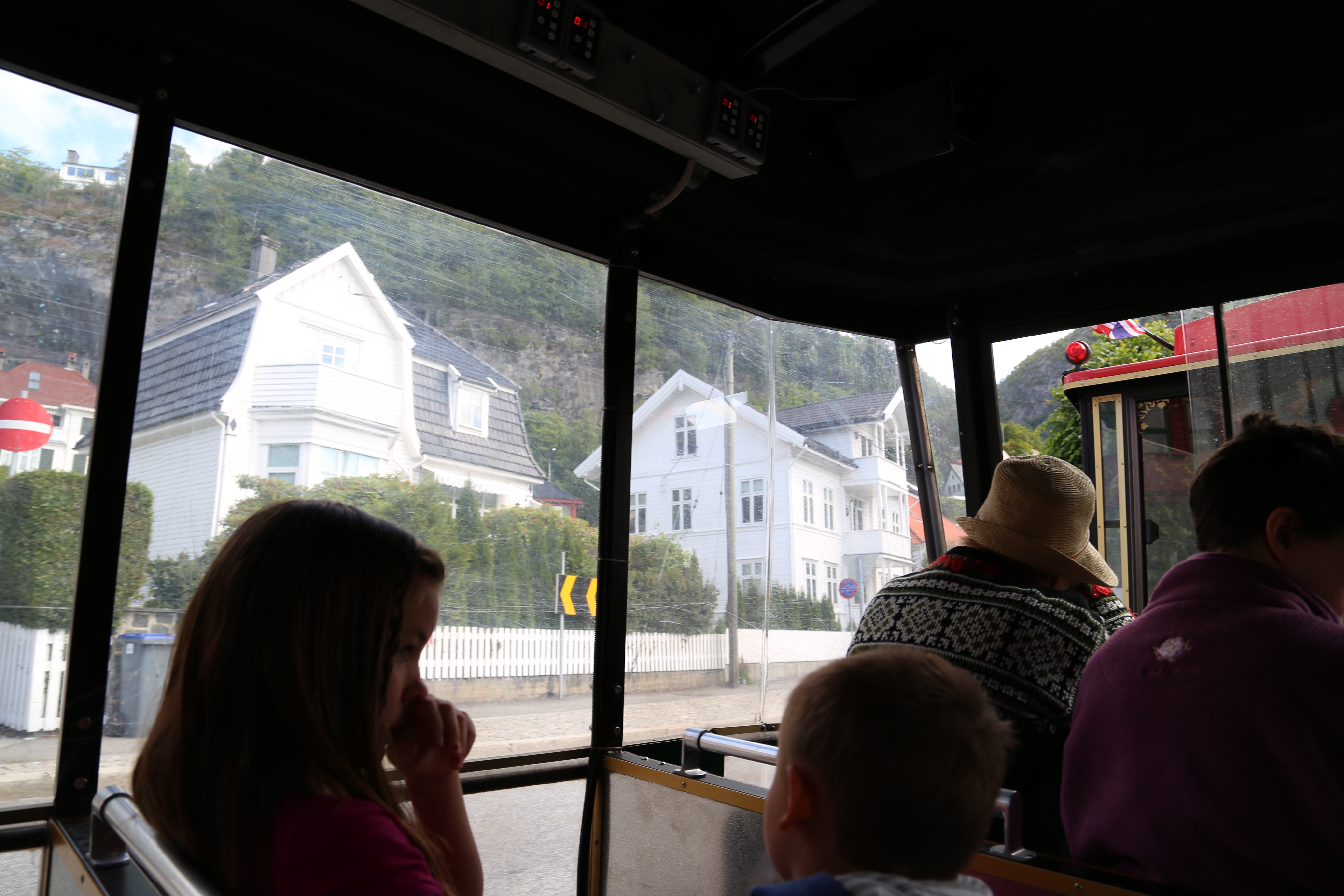 2014 Europe Trip Day 23 - Norway (Bergens Expressen City & Panorama Tour (Small Road Train), Fish Market Salmon and Whale, Bergen Light-Rail, Mormon church, Fantoft Stave Church, Downtown Bergen, Viking Playground, Beach)