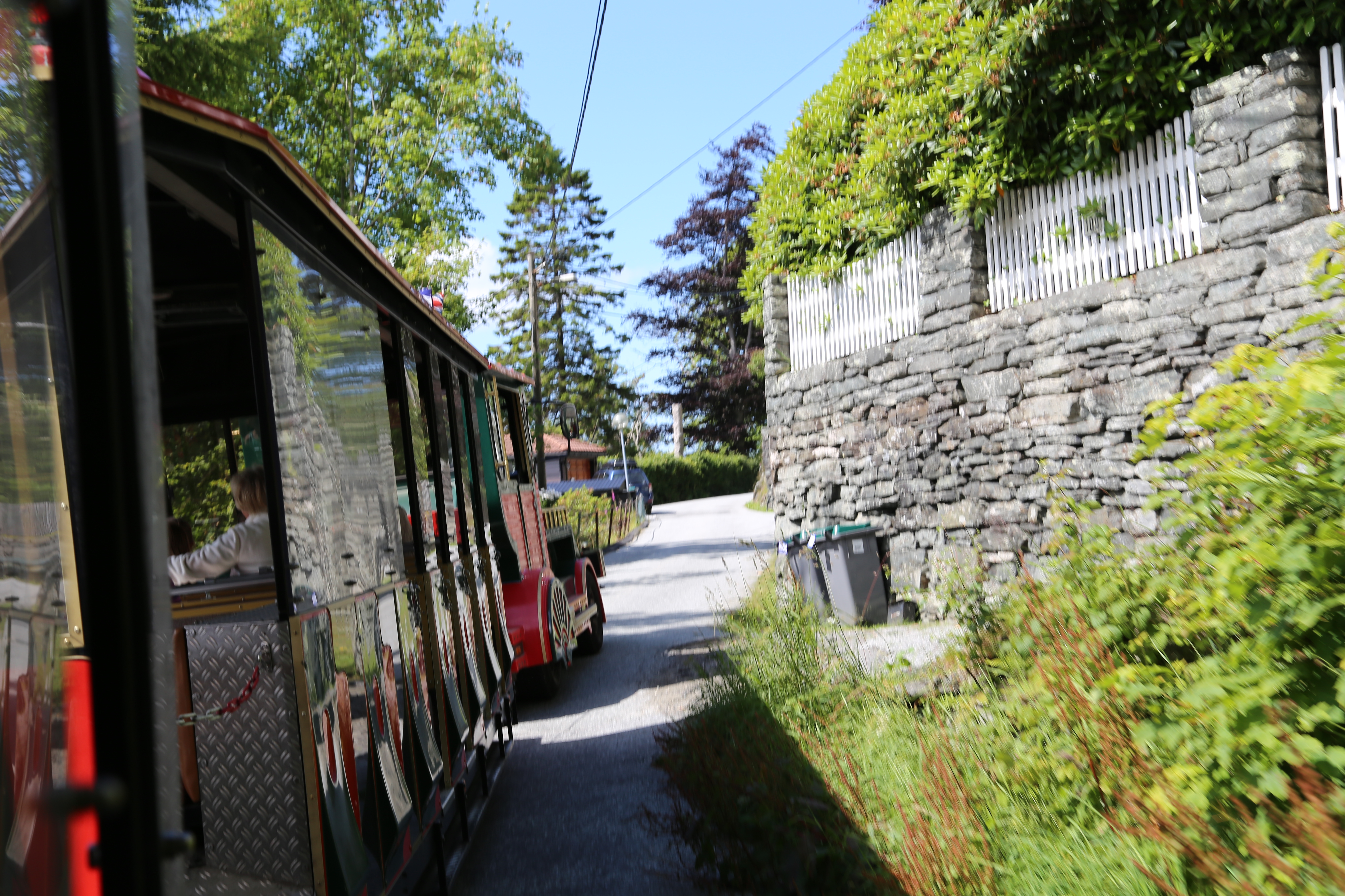 2014 Europe Trip Day 23 - Norway (Bergens Expressen City & Panorama Tour (Small Road Train), Fish Market Salmon and Whale, Bergen Light-Rail, Mormon church, Fantoft Stave Church, Downtown Bergen, Viking Playground, Beach)