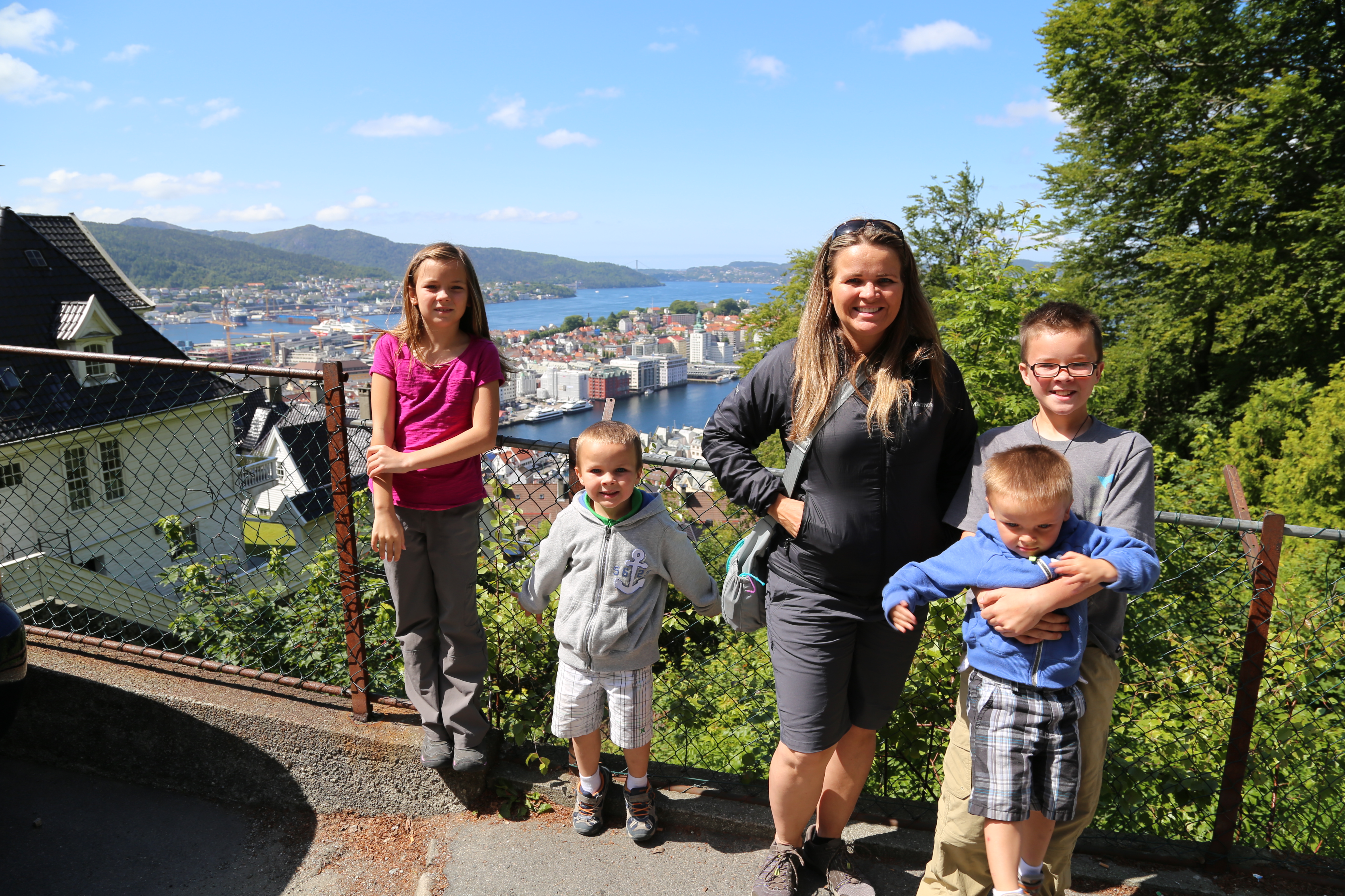 2014 Europe Trip Day 23 - Norway (Bergens Expressen City & Panorama Tour (Small Road Train), Fish Market Salmon and Whale, Bergen Light-Rail, Mormon church, Fantoft Stave Church, Downtown Bergen, Viking Playground, Beach)