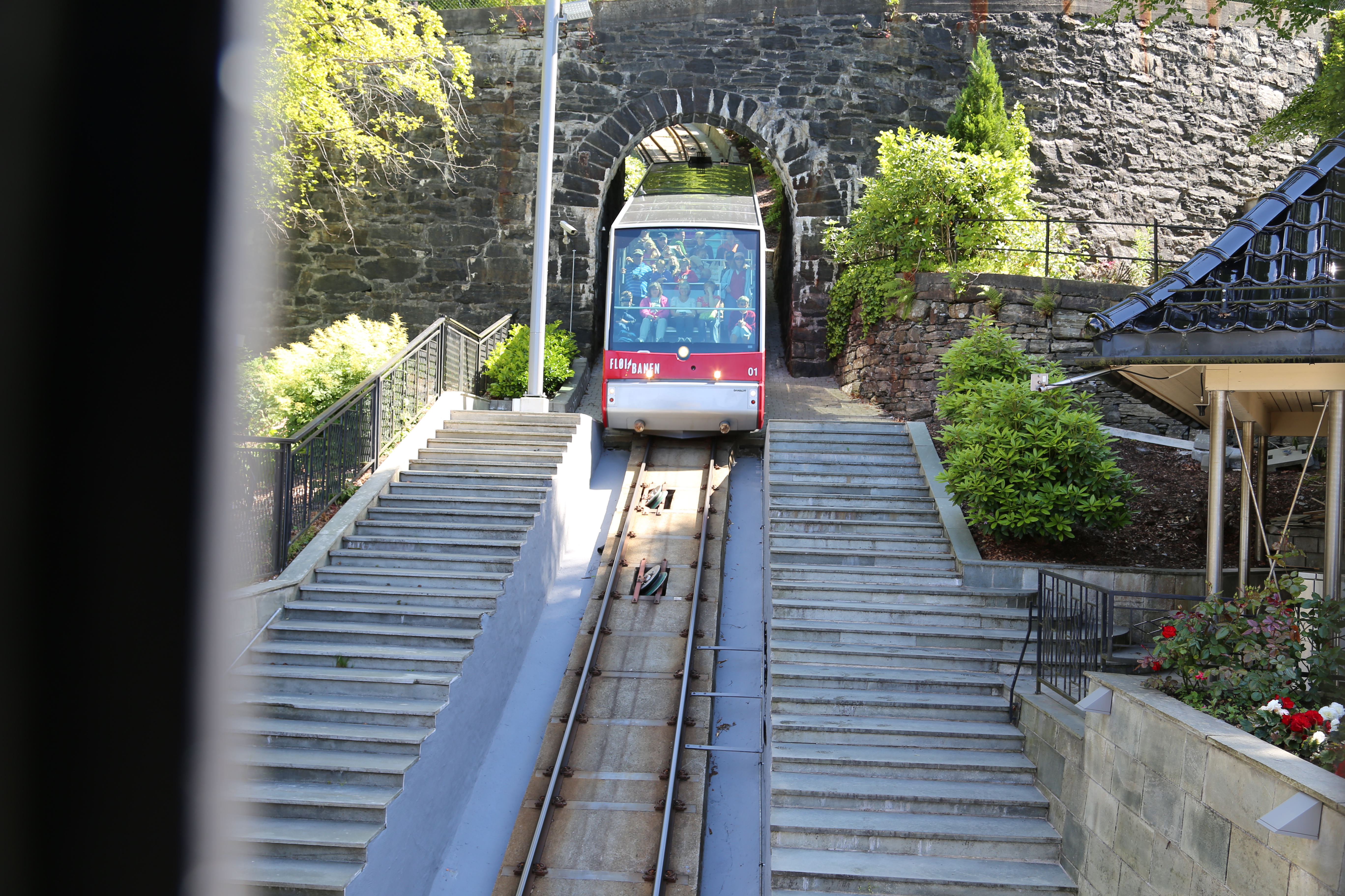 2014 Europe Trip Day 23 - Norway (Bergens Expressen City & Panorama Tour (Small Road Train), Fish Market Salmon and Whale, Bergen Light-Rail, Mormon church, Fantoft Stave Church, Downtown Bergen, Viking Playground, Beach)