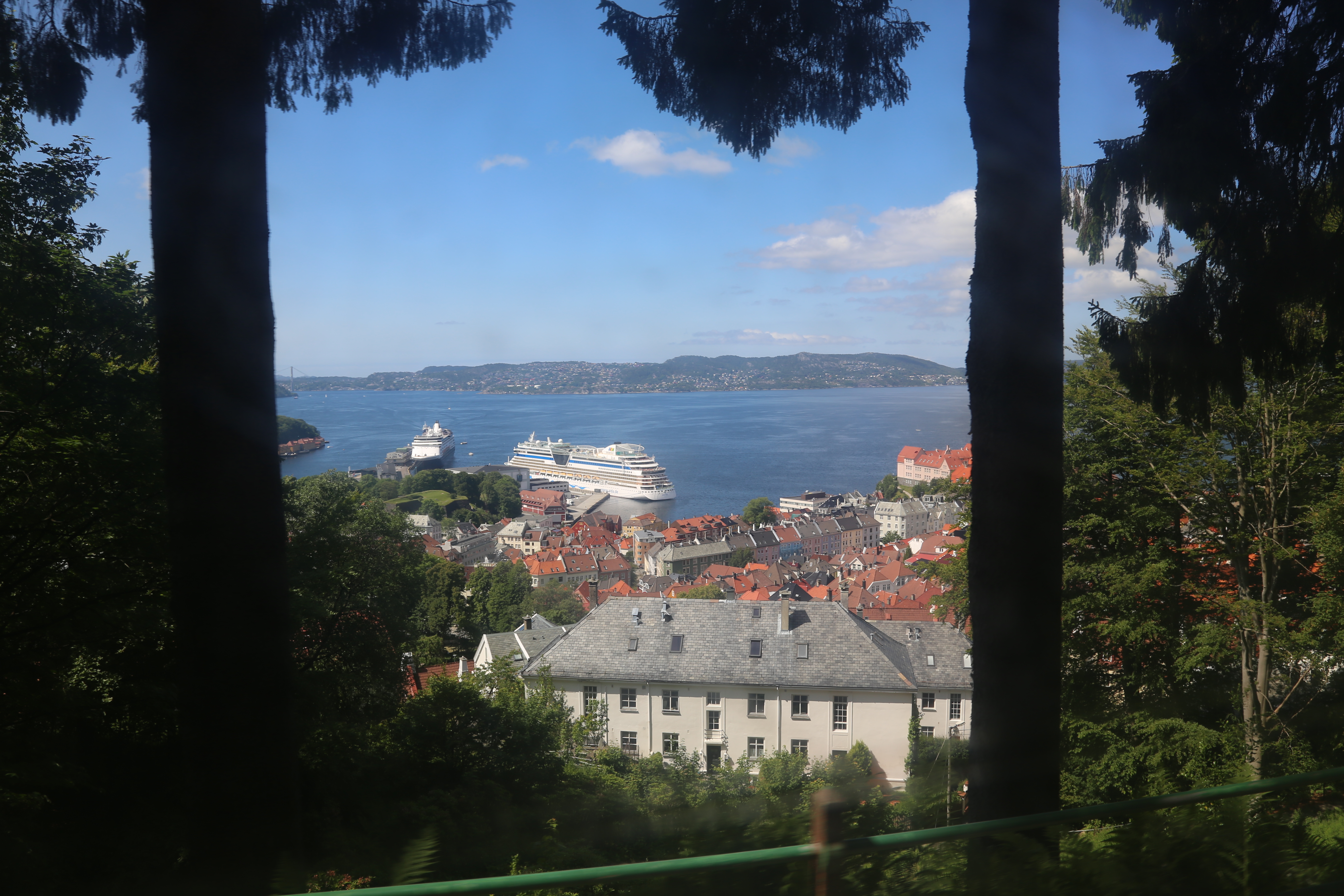 2014 Europe Trip Day 23 - Norway (Bergens Expressen City & Panorama Tour (Small Road Train), Fish Market Salmon and Whale, Bergen Light-Rail, Mormon church, Fantoft Stave Church, Downtown Bergen, Viking Playground, Beach)