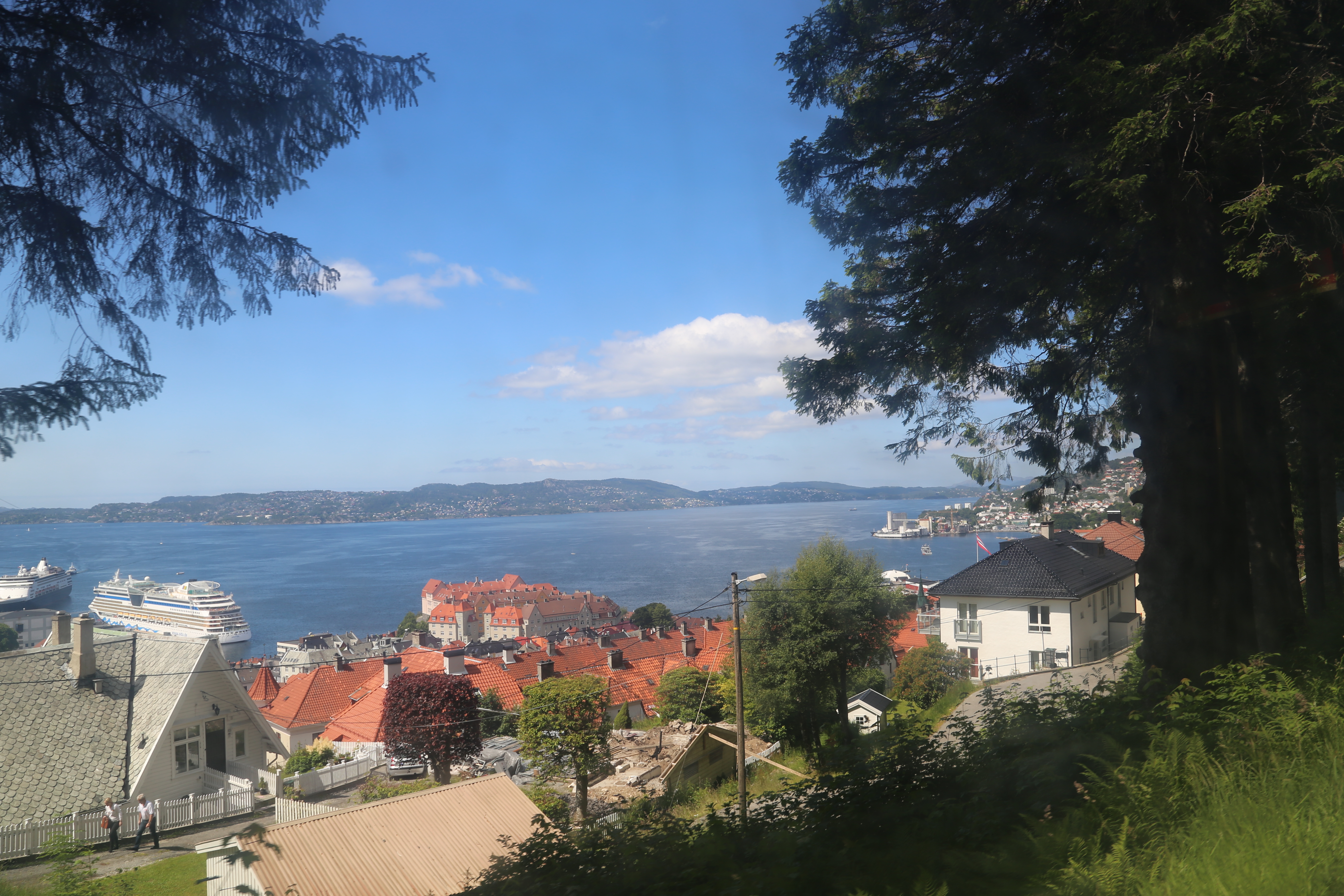 2014 Europe Trip Day 23 - Norway (Bergens Expressen City & Panorama Tour (Small Road Train), Fish Market Salmon and Whale, Bergen Light-Rail, Mormon church, Fantoft Stave Church, Downtown Bergen, Viking Playground, Beach)