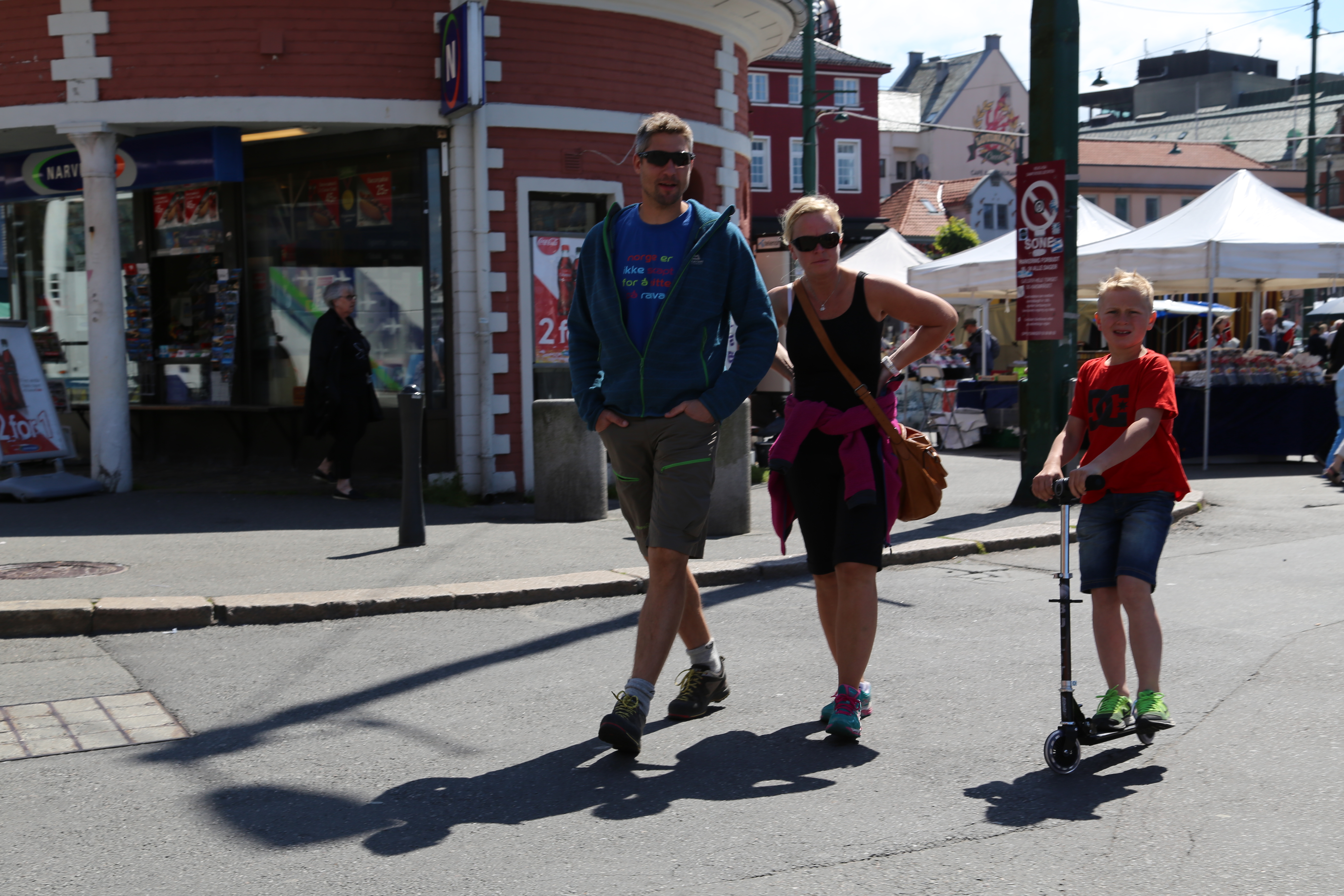 2014 Europe Trip Day 23 - Norway (Bergens Expressen City & Panorama Tour (Small Road Train), Fish Market Salmon and Whale, Bergen Light-Rail, Mormon church, Fantoft Stave Church, Downtown Bergen, Viking Playground, Beach)