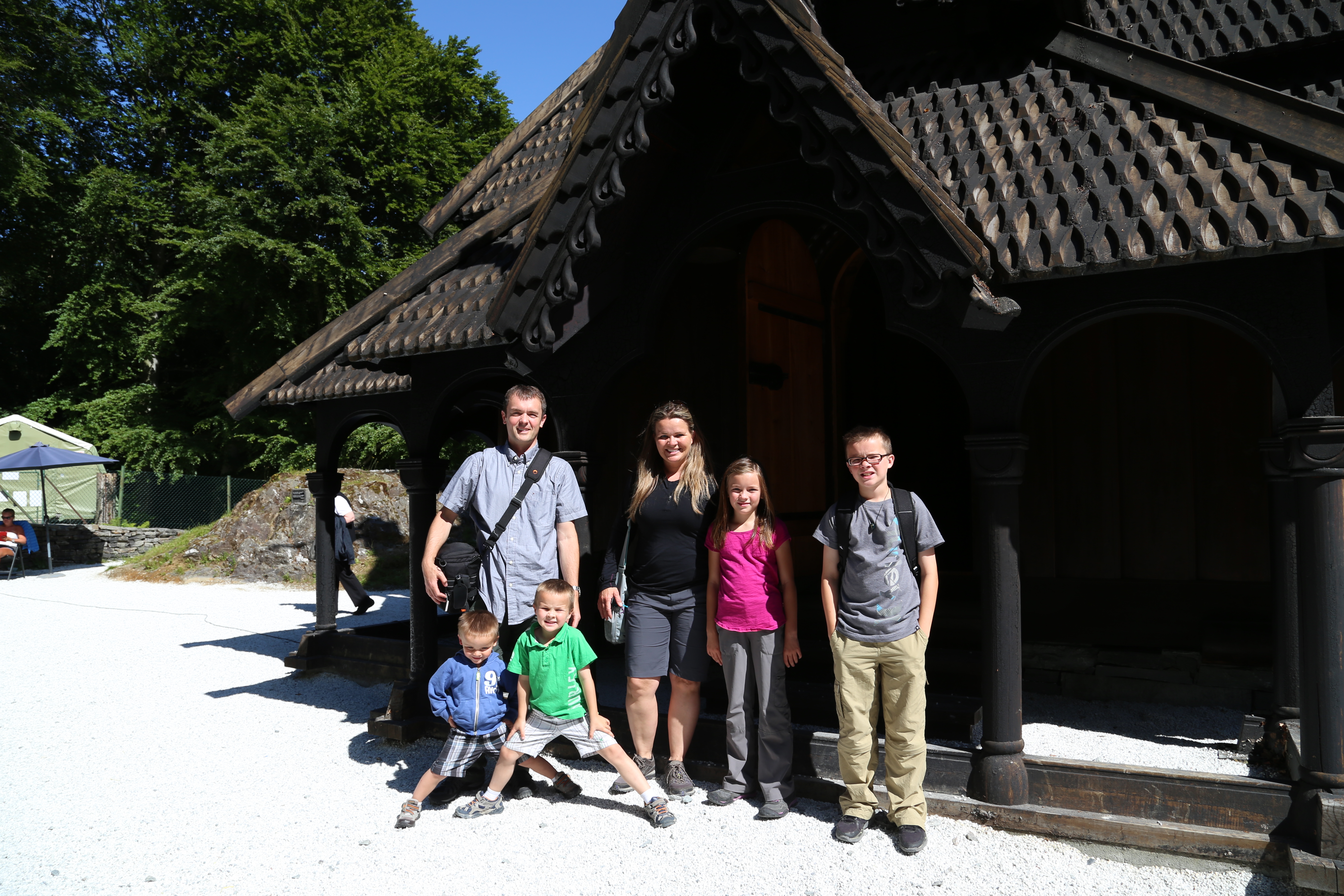 2014 Europe Trip Day 23 - Norway (Bergens Expressen City & Panorama Tour (Small Road Train), Fish Market Salmon and Whale, Bergen Light-Rail, Mormon church, Fantoft Stave Church, Downtown Bergen, Viking Playground, Beach)