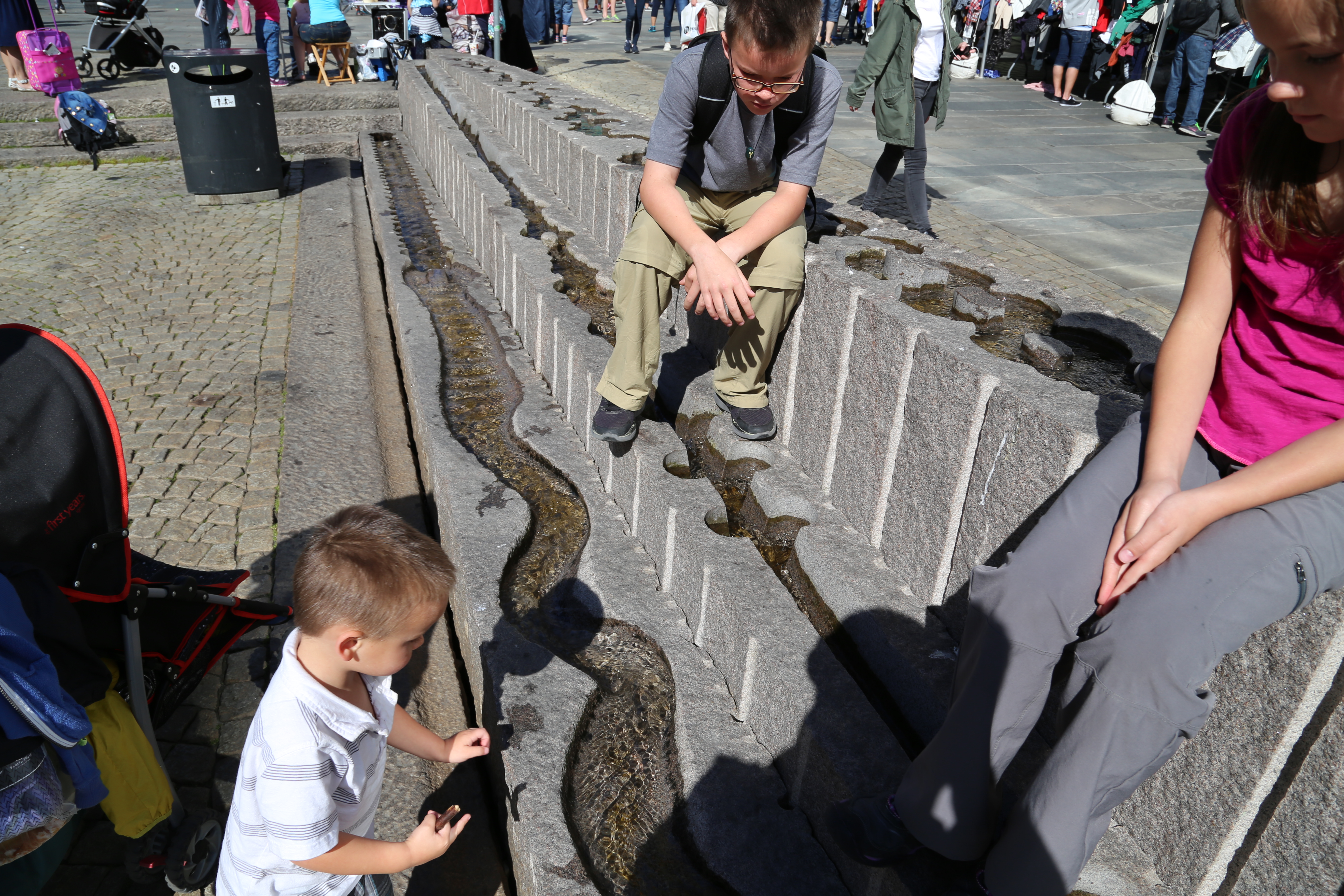 2014 Europe Trip Day 23 - Norway (Bergens Expressen City & Panorama Tour (Small Road Train), Fish Market Salmon and Whale, Bergen Light-Rail, Mormon church, Fantoft Stave Church, Downtown Bergen, Viking Playground, Beach)