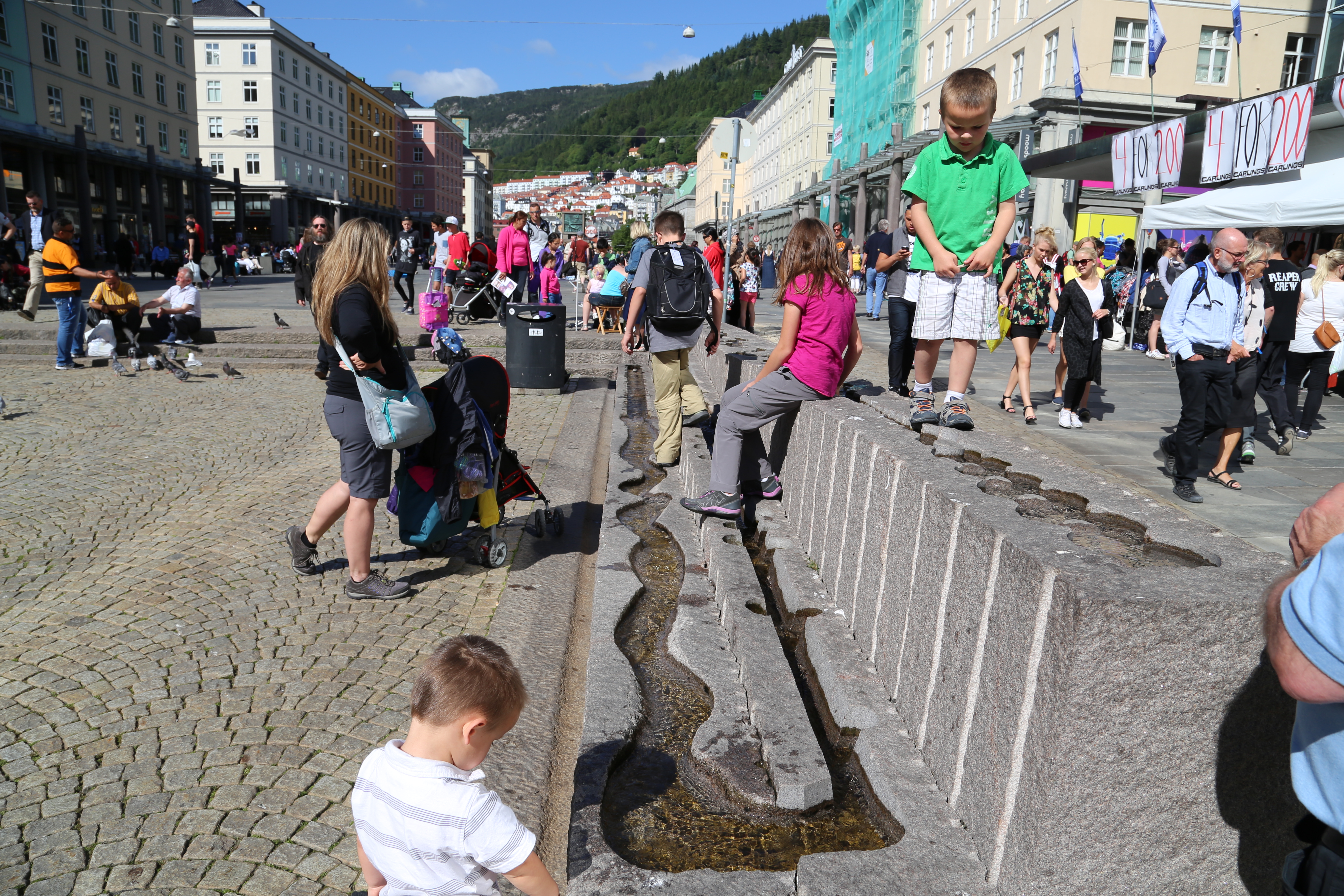 2014 Europe Trip Day 23 - Norway (Bergens Expressen City & Panorama Tour (Small Road Train), Fish Market Salmon and Whale, Bergen Light-Rail, Mormon church, Fantoft Stave Church, Downtown Bergen, Viking Playground, Beach)