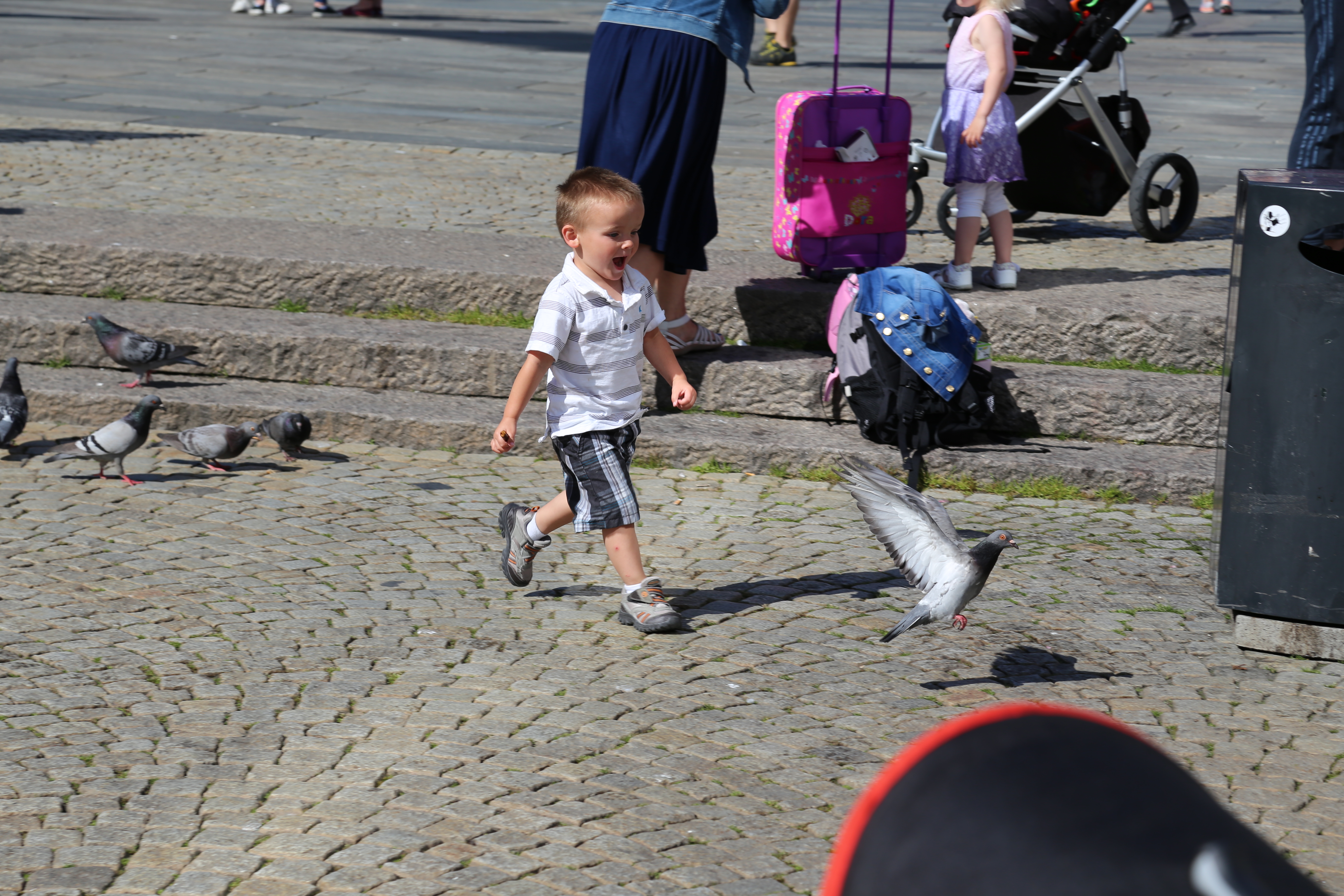 2014 Europe Trip Day 23 - Norway (Bergens Expressen City & Panorama Tour (Small Road Train), Fish Market Salmon and Whale, Bergen Light-Rail, Mormon church, Fantoft Stave Church, Downtown Bergen, Viking Playground, Beach)