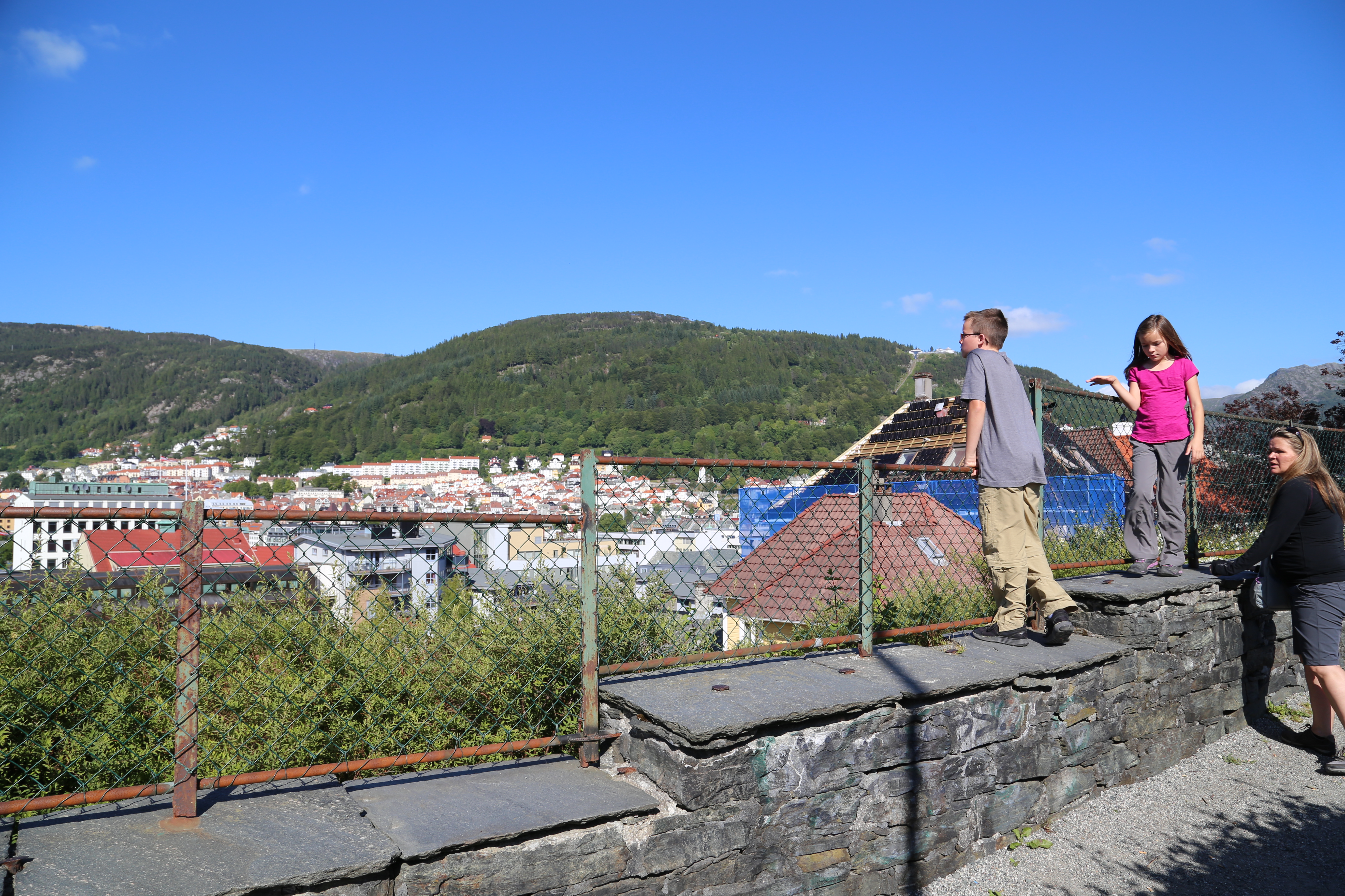 2014 Europe Trip Day 23 - Norway (Bergens Expressen City & Panorama Tour (Small Road Train), Fish Market Salmon and Whale, Bergen Light-Rail, Mormon church, Fantoft Stave Church, Downtown Bergen, Viking Playground, Beach)