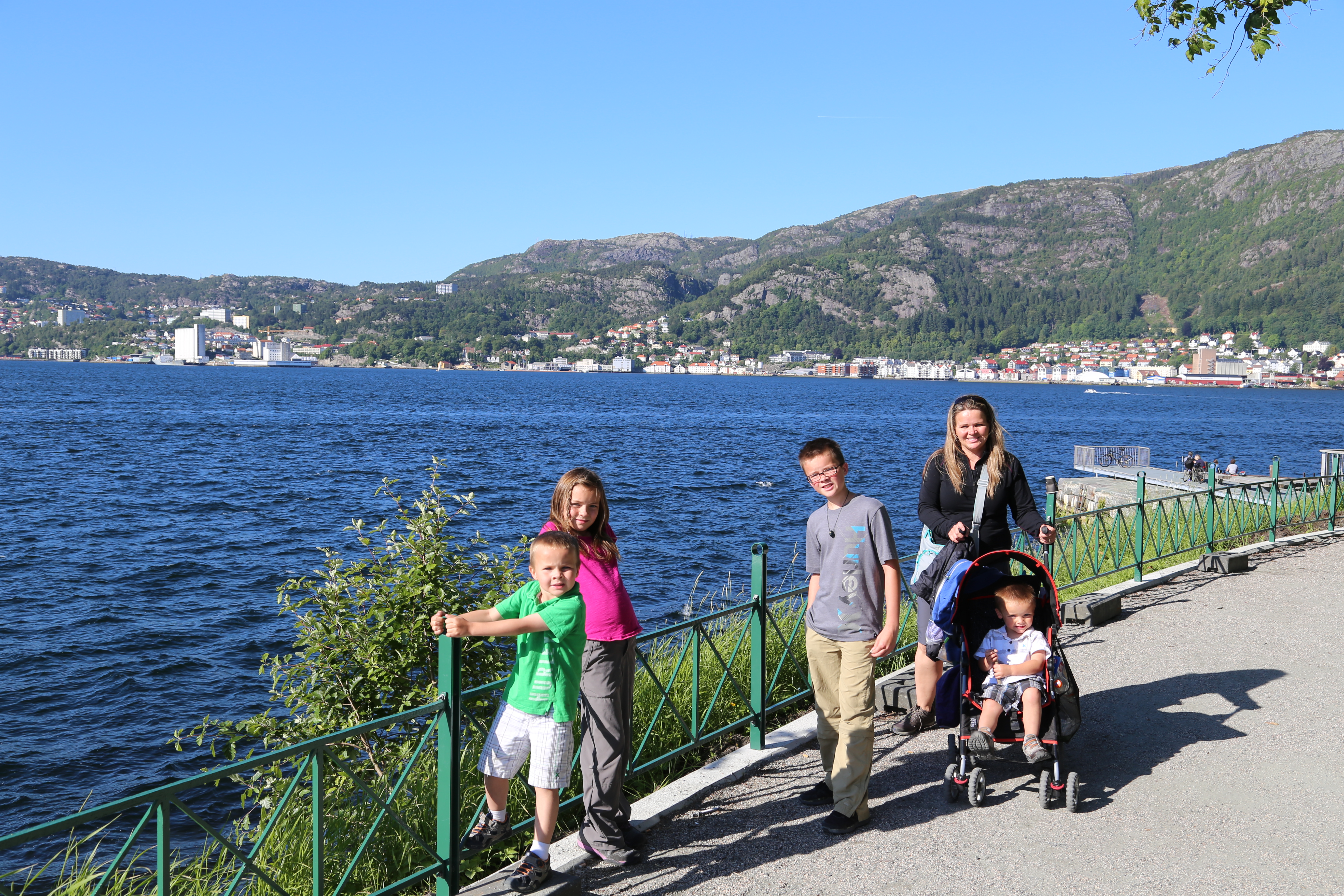 2014 Europe Trip Day 23 - Norway (Bergens Expressen City & Panorama Tour (Small Road Train), Fish Market Salmon and Whale, Bergen Light-Rail, Mormon church, Fantoft Stave Church, Downtown Bergen, Viking Playground, Beach)