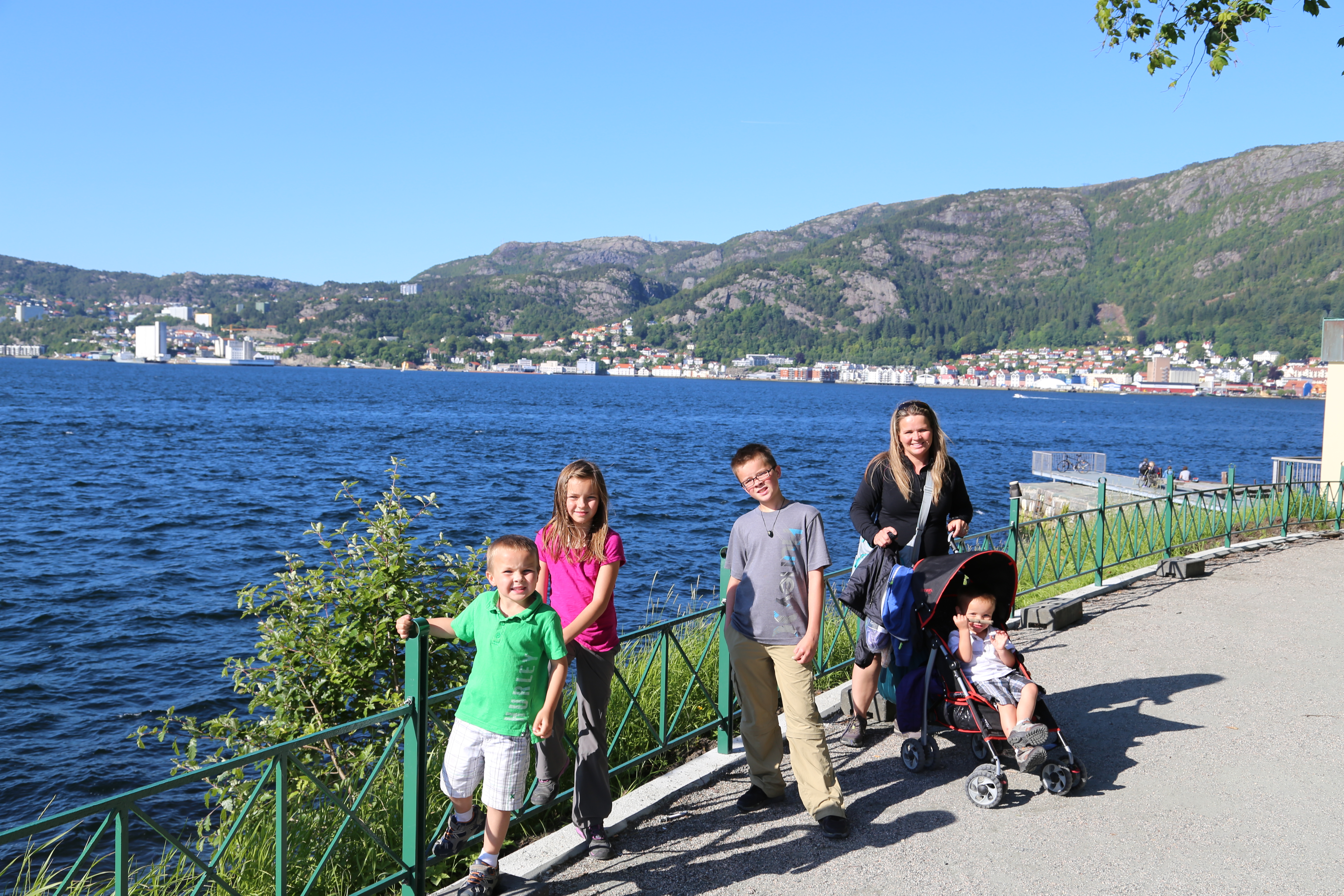 2014 Europe Trip Day 23 - Norway (Bergens Expressen City & Panorama Tour (Small Road Train), Fish Market Salmon and Whale, Bergen Light-Rail, Mormon church, Fantoft Stave Church, Downtown Bergen, Viking Playground, Beach)