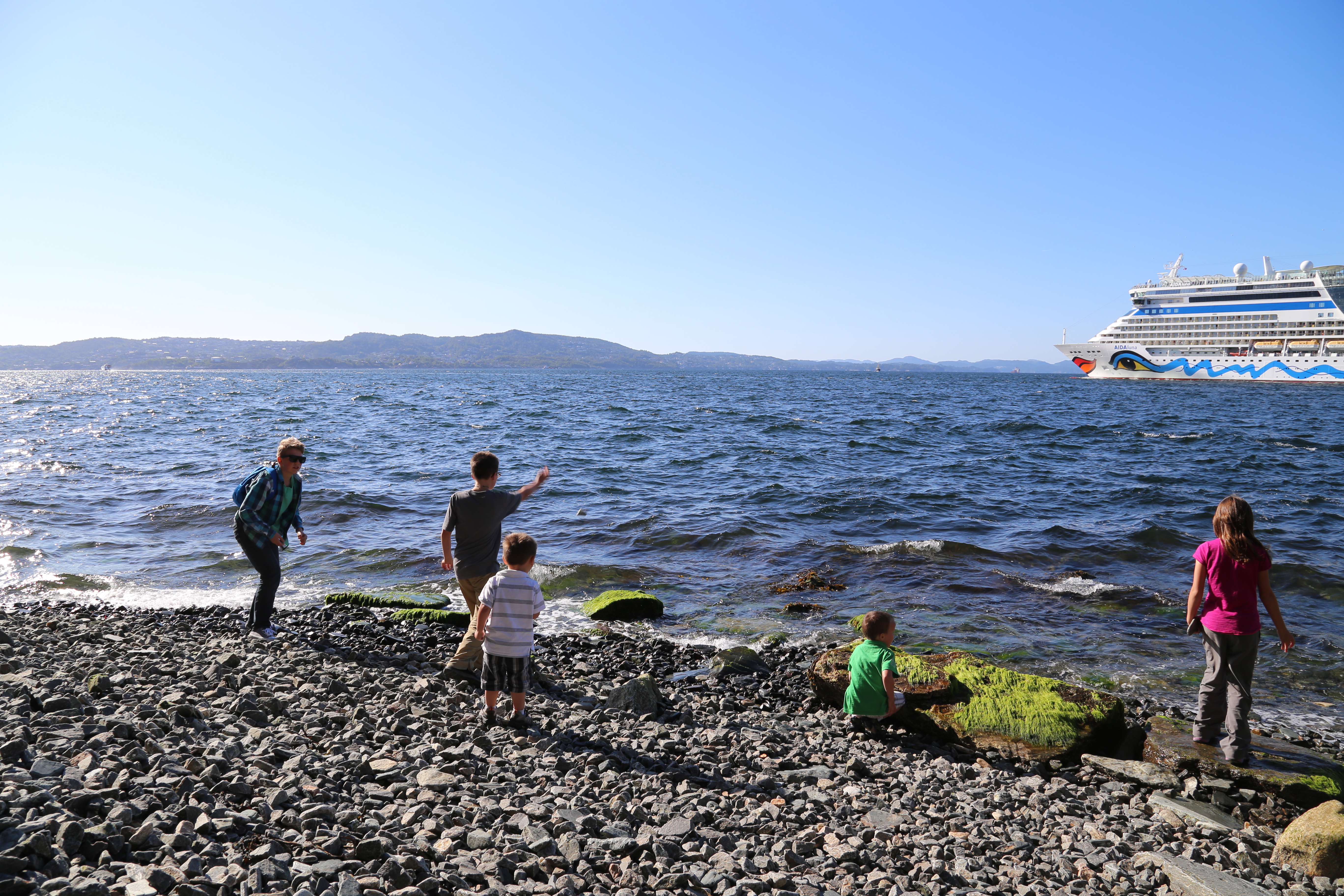 2014 Europe Trip Day 23 - Norway (Bergens Expressen City & Panorama Tour (Small Road Train), Fish Market Salmon and Whale, Bergen Light-Rail, Mormon church, Fantoft Stave Church, Downtown Bergen, Viking Playground, Beach)