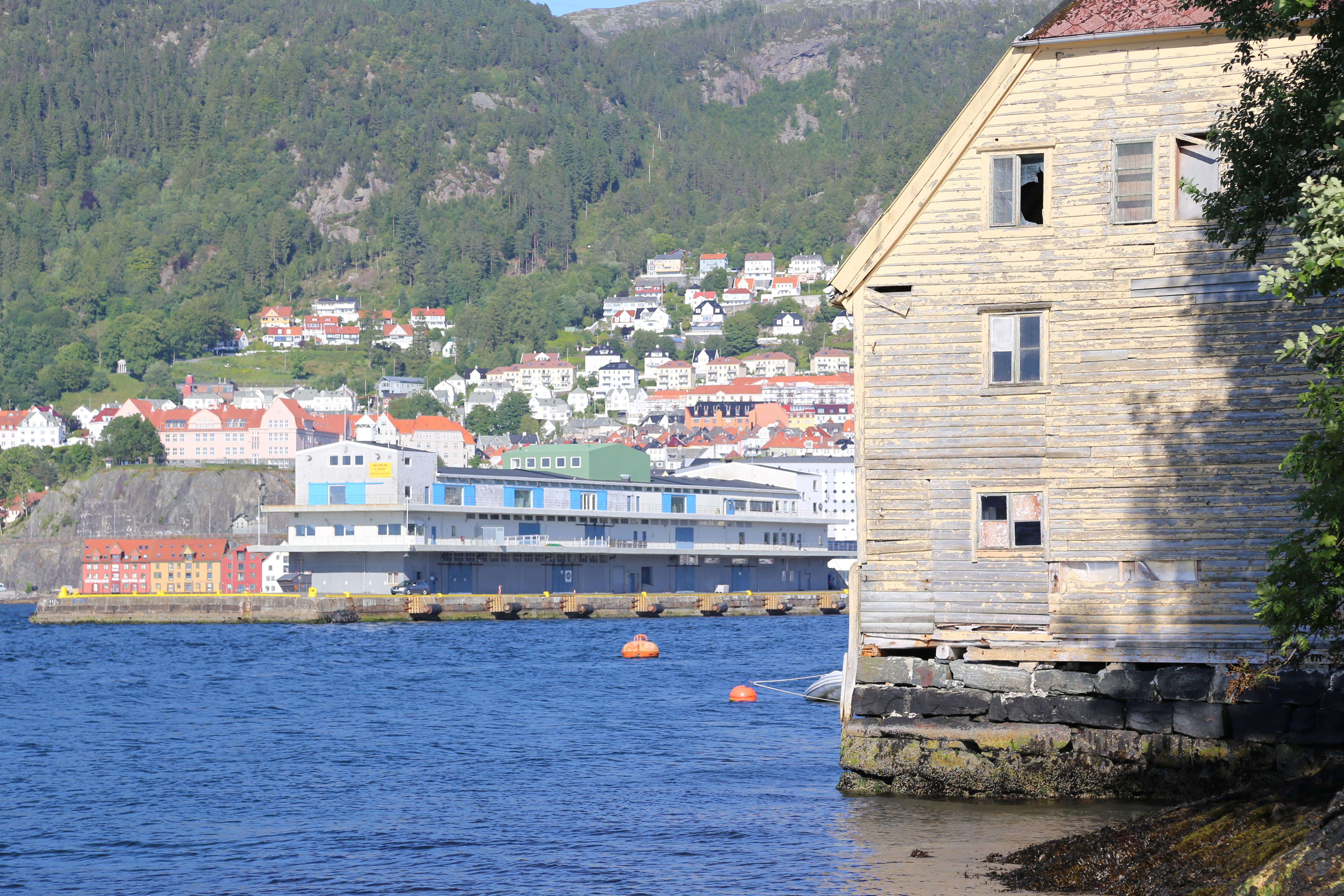 2014 Europe Trip Day 23 - Norway (Bergens Expressen City & Panorama Tour (Small Road Train), Fish Market Salmon and Whale, Bergen Light-Rail, Mormon church, Fantoft Stave Church, Downtown Bergen, Viking Playground, Beach)