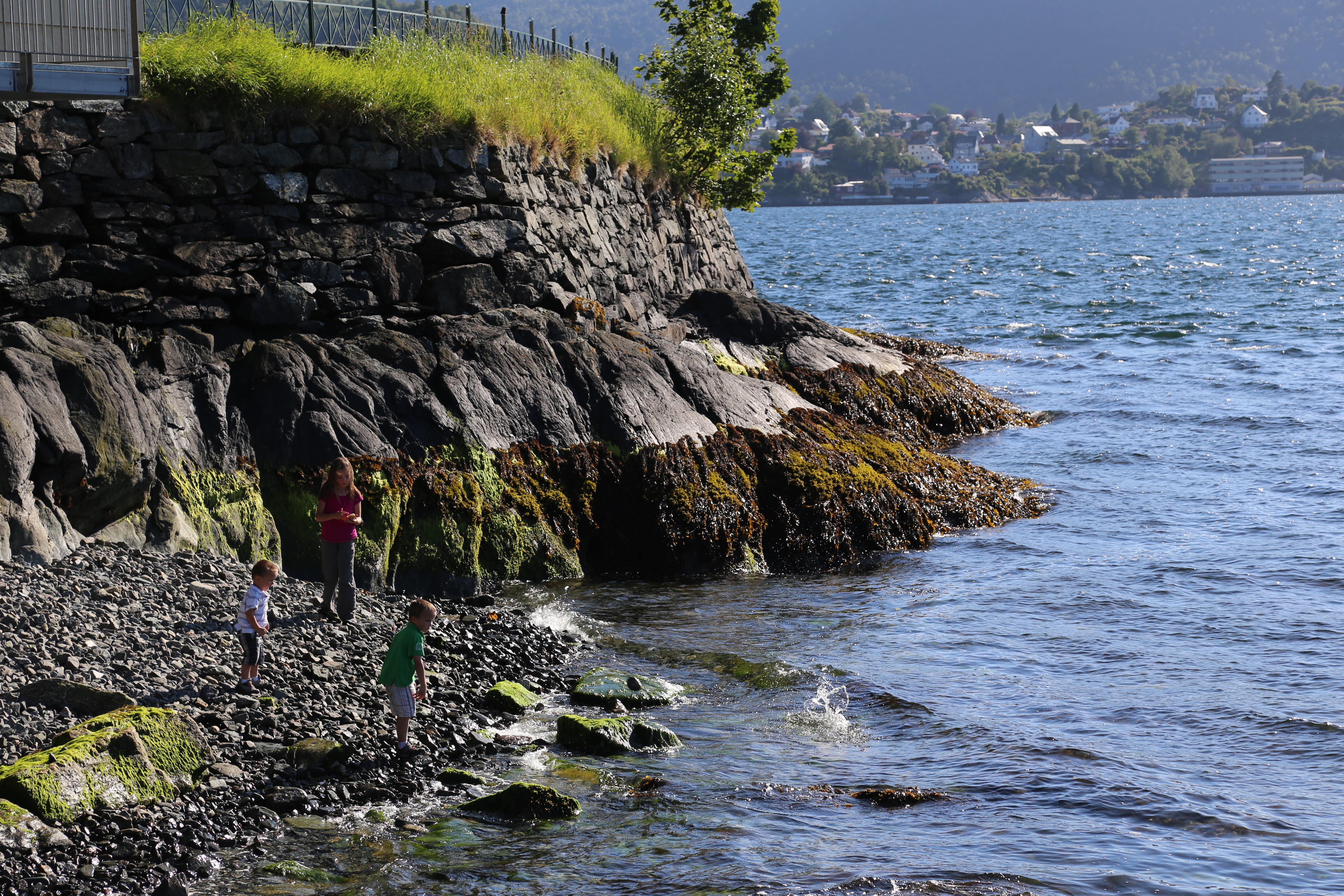 2014 Europe Trip Day 23 - Norway (Bergens Expressen City & Panorama Tour (Small Road Train), Fish Market Salmon and Whale, Bergen Light-Rail, Mormon church, Fantoft Stave Church, Downtown Bergen, Viking Playground, Beach)