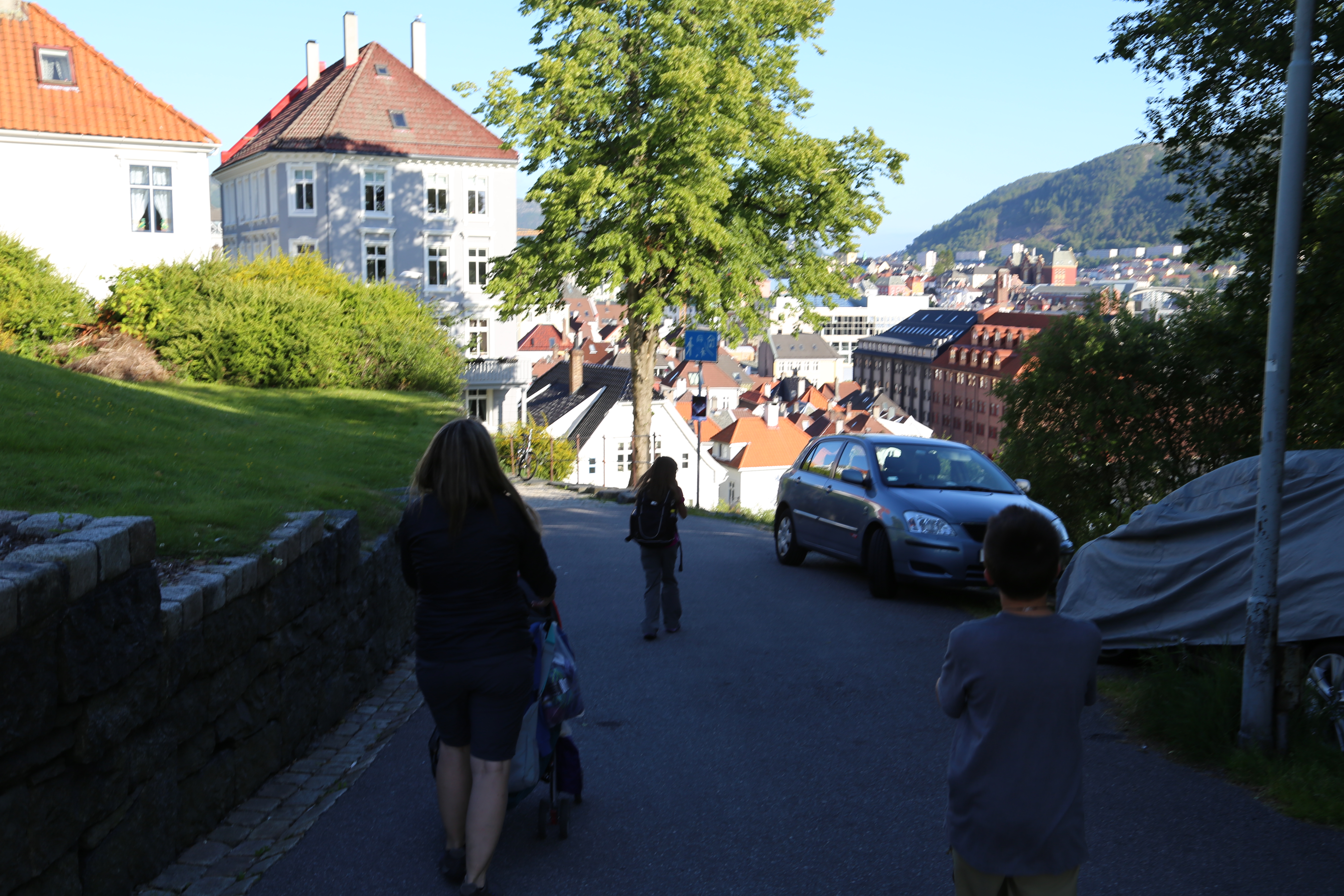 2014 Europe Trip Day 23 - Norway (Bergens Expressen City & Panorama Tour (Small Road Train), Fish Market Salmon and Whale, Bergen Light-Rail, Mormon church, Fantoft Stave Church, Downtown Bergen, Viking Playground, Beach)