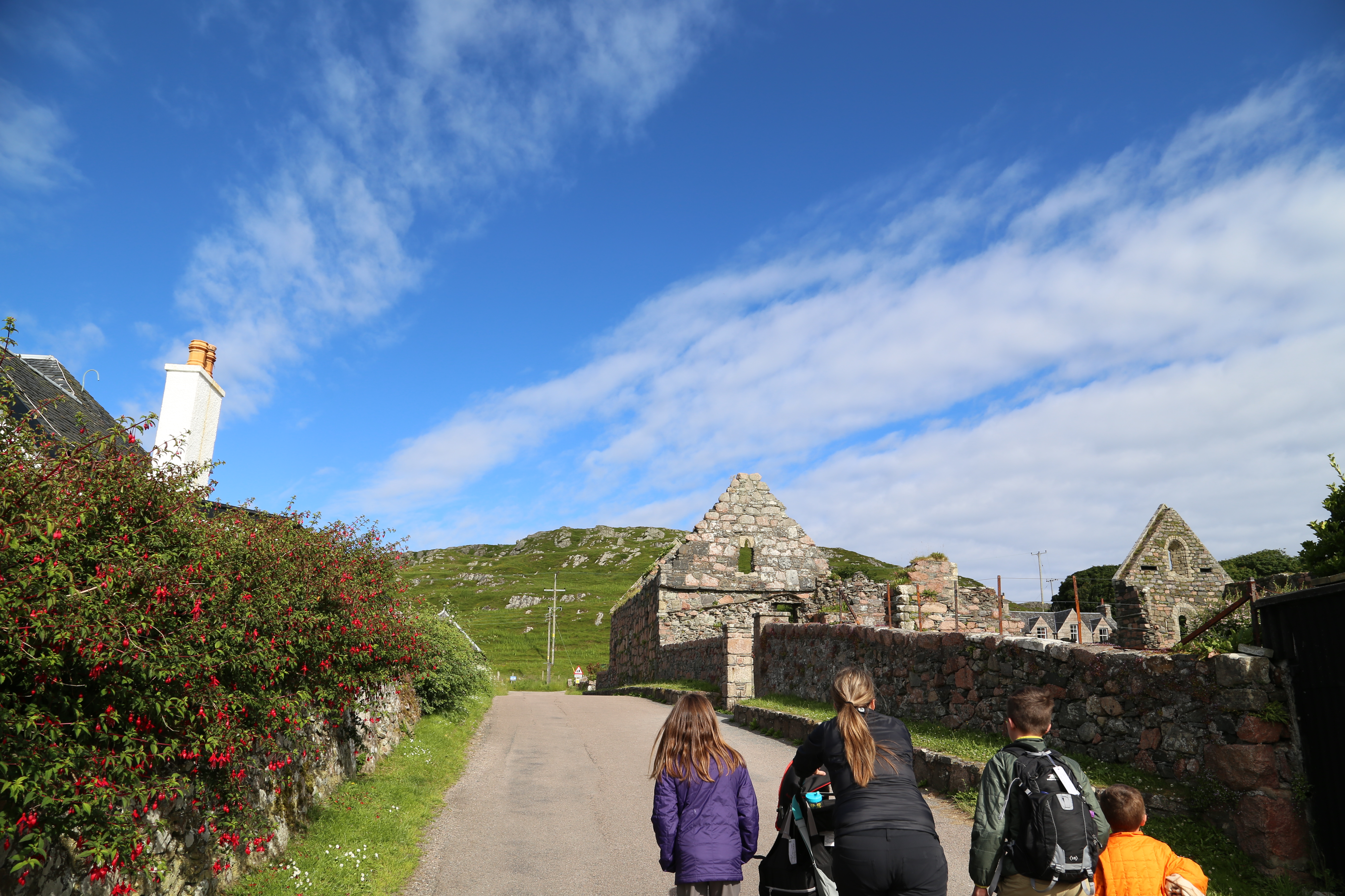 2014 Europe Trip Day 26 - Scotland (Ardachy House Yurt, Heilan' Coo, Fionnphort-Iona Ferry, Iona Nunnery, Iona Abbey (Britain Christianity Birthplace), Scottish Heather, Tobermory-Kilchoan Ferry, Castle Tioram, Glenfinnan Monument, Biting Midges!)