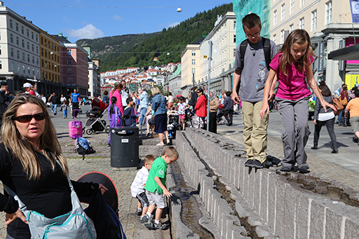 2014 Europe Trip Day 23 - Norway (Bergens Expressen City & Panorama Tour (Small Road Train), Fish Market Salmon and Whale, Bergen Light-Rail, Mormon church, Fantoft Stave Church, Downtown Bergen, Viking Playground, Beach)