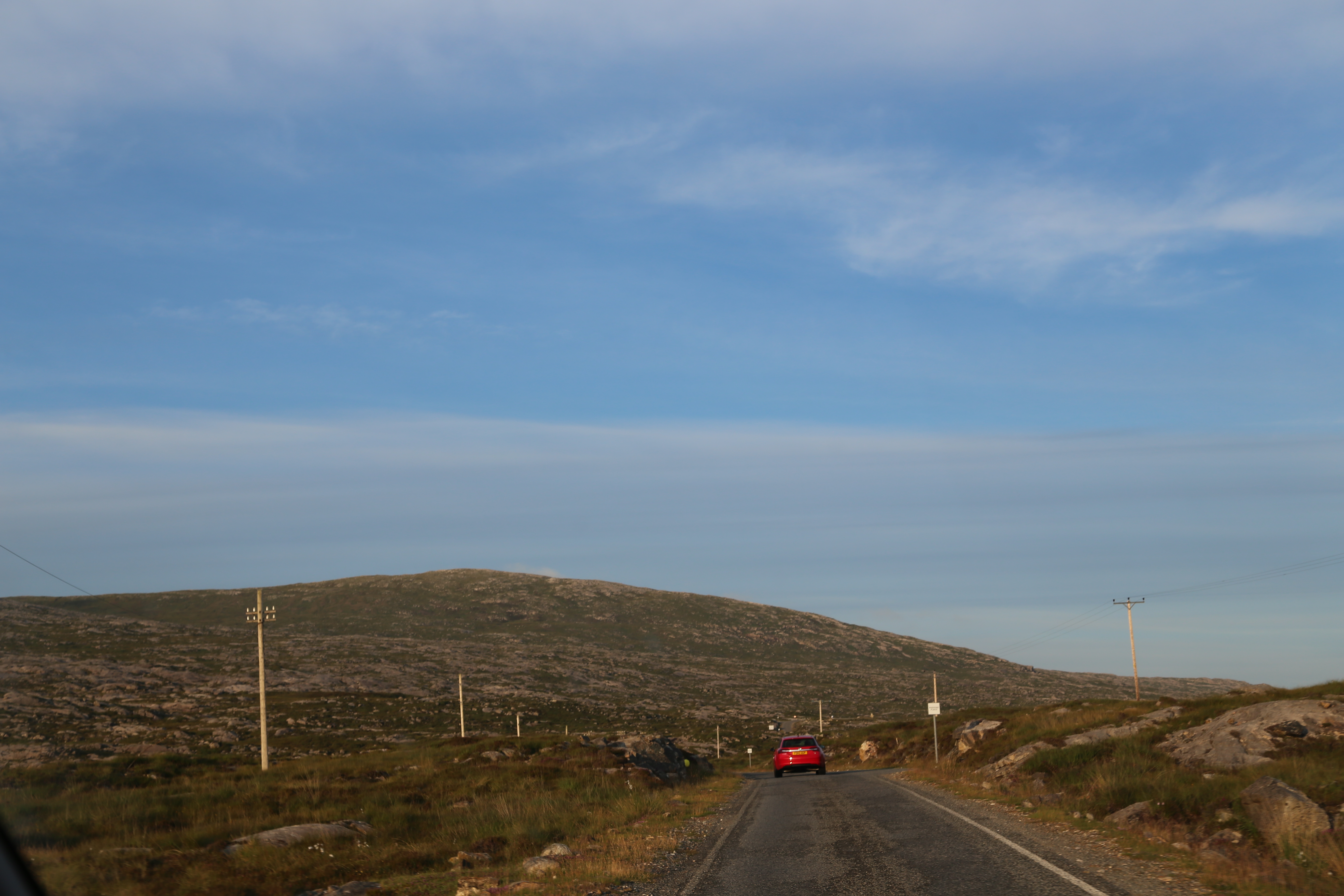 2014 Europe Trip Day 28 - Scotland (Isle of Skye, Portree, Full Scottish Breakfast, Dun Beag Broch, Highland Sheep, Thistle, Red Telephone Box, Neist Point Lighthouse, Dunvegan Castle, Uig-Tarbert Ferry, Outer Hebrides, Isle of Harris, Losgaintir Beach)