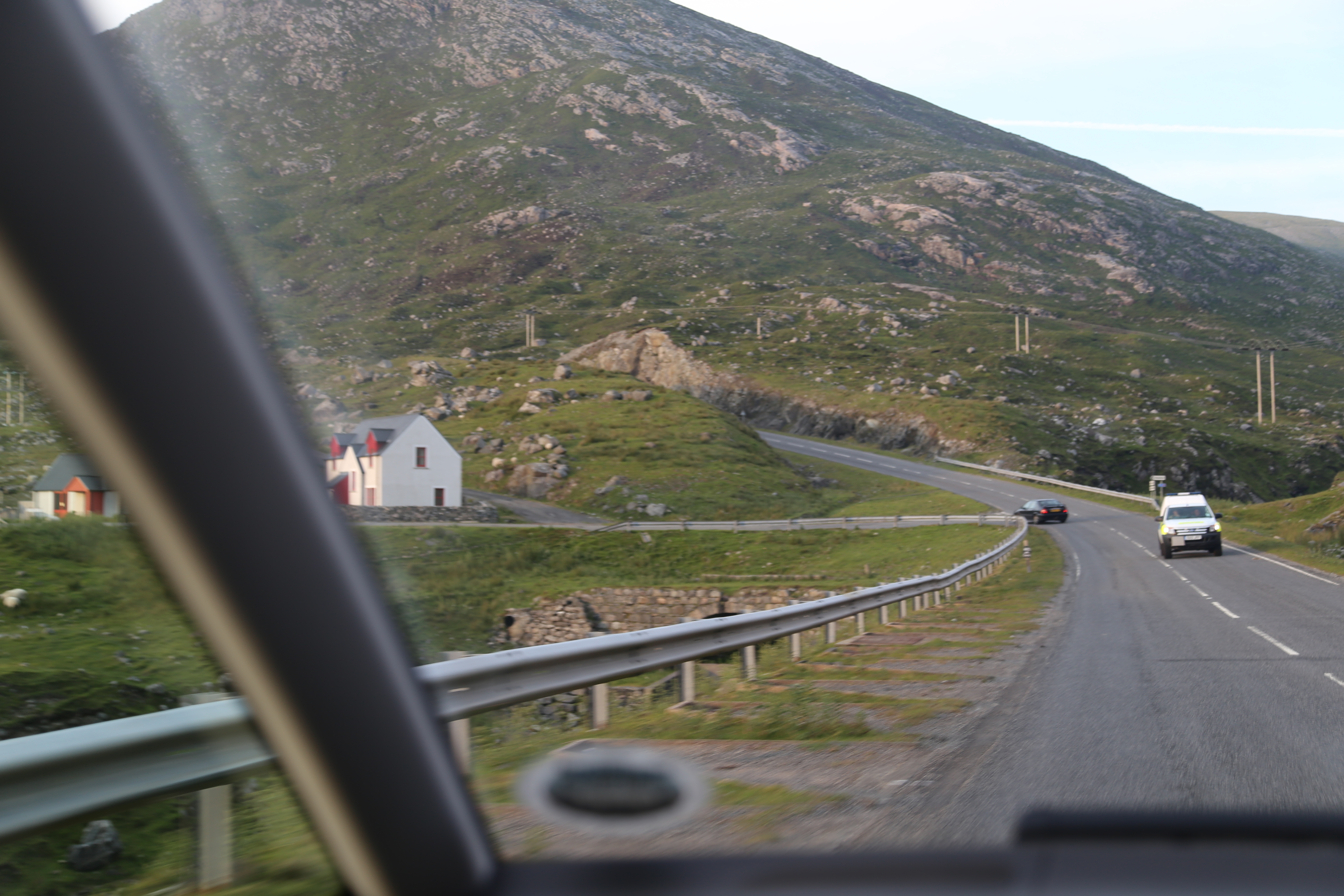 2014 Europe Trip Day 28 - Scotland (Isle of Skye, Portree, Full Scottish Breakfast, Dun Beag Broch, Highland Sheep, Thistle, Red Telephone Box, Neist Point Lighthouse, Dunvegan Castle, Uig-Tarbert Ferry, Outer Hebrides, Isle of Harris, Losgaintir Beach)