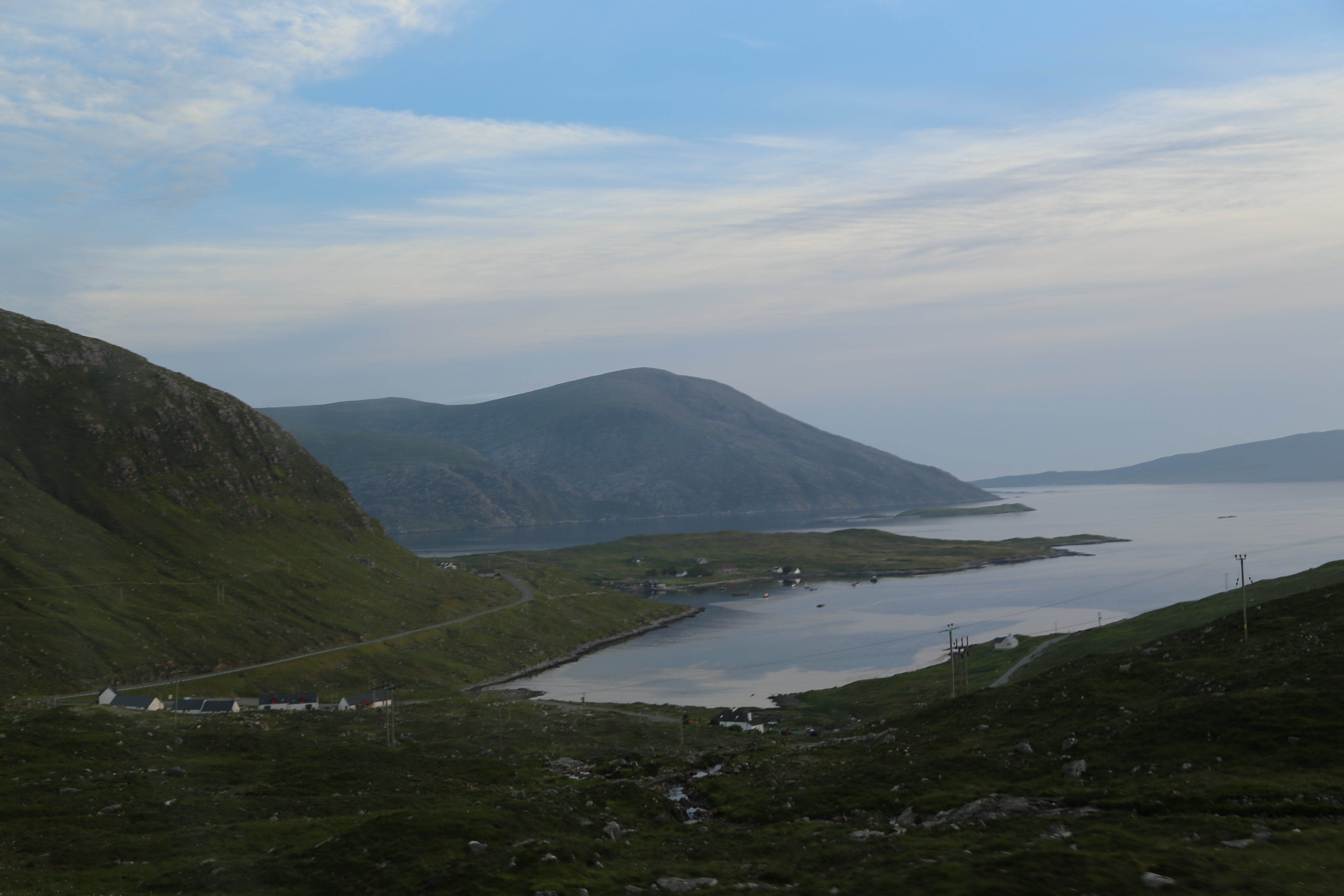 2014 Europe Trip Day 28 - Scotland (Isle of Skye, Portree, Full Scottish Breakfast, Dun Beag Broch, Highland Sheep, Thistle, Red Telephone Box, Neist Point Lighthouse, Dunvegan Castle, Uig-Tarbert Ferry, Outer Hebrides, Isle of Harris, Losgaintir Beach)