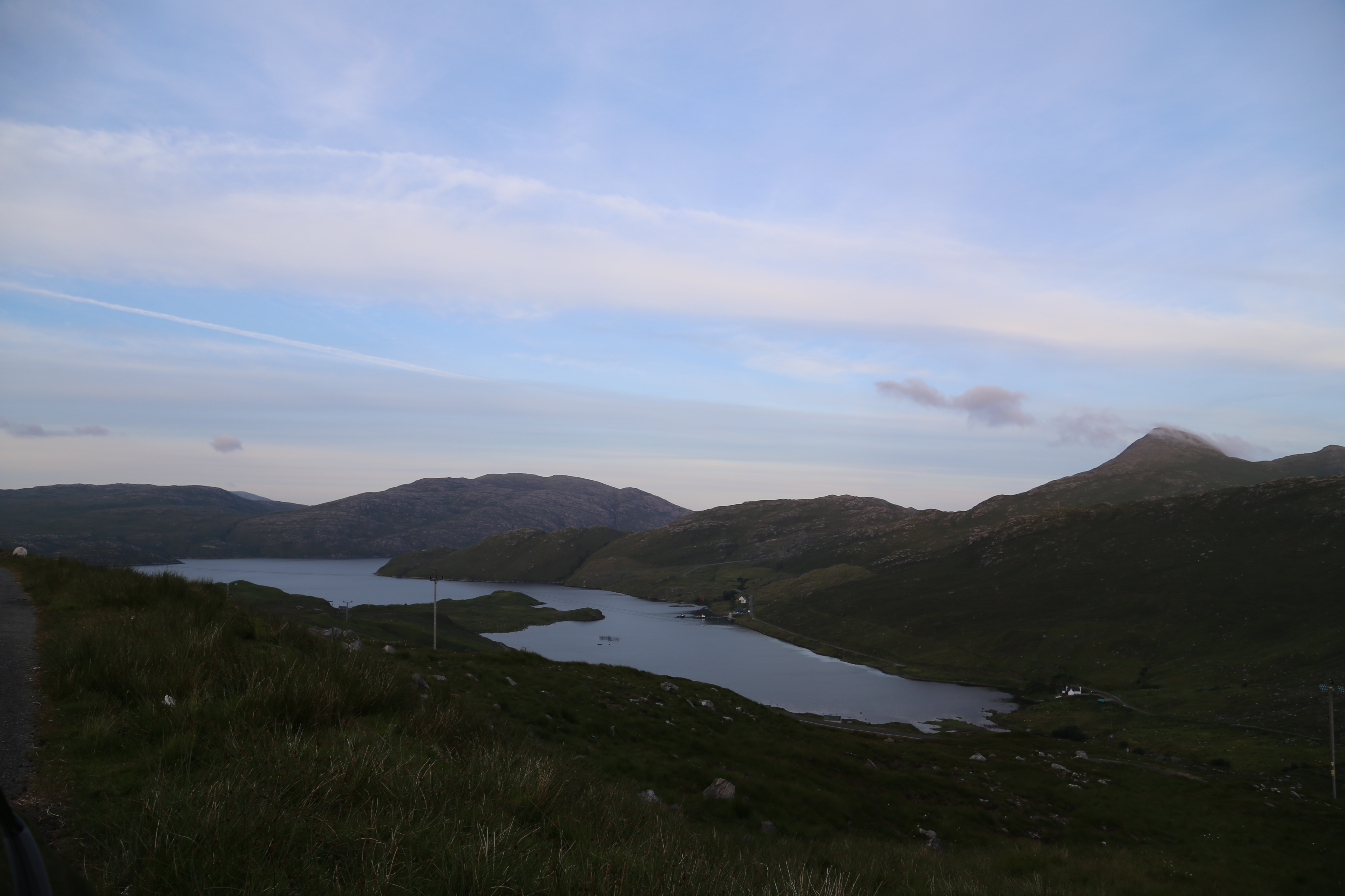 2014 Europe Trip Day 28 - Scotland (Isle of Skye, Portree, Full Scottish Breakfast, Dun Beag Broch, Highland Sheep, Thistle, Red Telephone Box, Neist Point Lighthouse, Dunvegan Castle, Uig-Tarbert Ferry, Outer Hebrides, Isle of Harris, Losgaintir Beach)