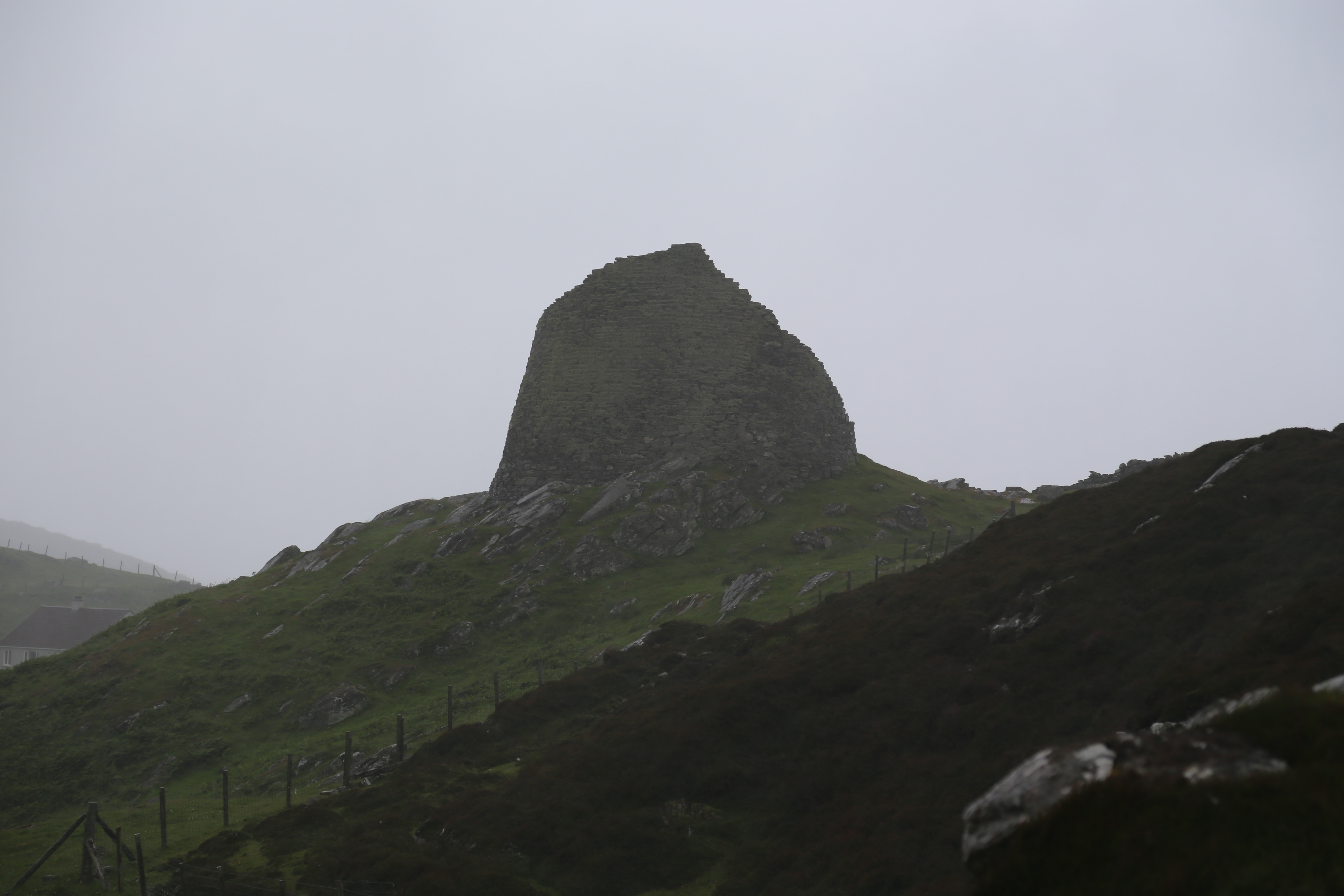 2014 Europe Trip Day 29 - Scotland (Callanish Standing Stones, Dun Carloway Broch, Gearrannan Blackhouse Village, Harris Tweed Weaving Loom, Dailbeag Beach, Arnol Black House, Breanish Tweed, Peat, Steinacleit, Bridge to Nowhere, Traigh Mhor, Rainbow)