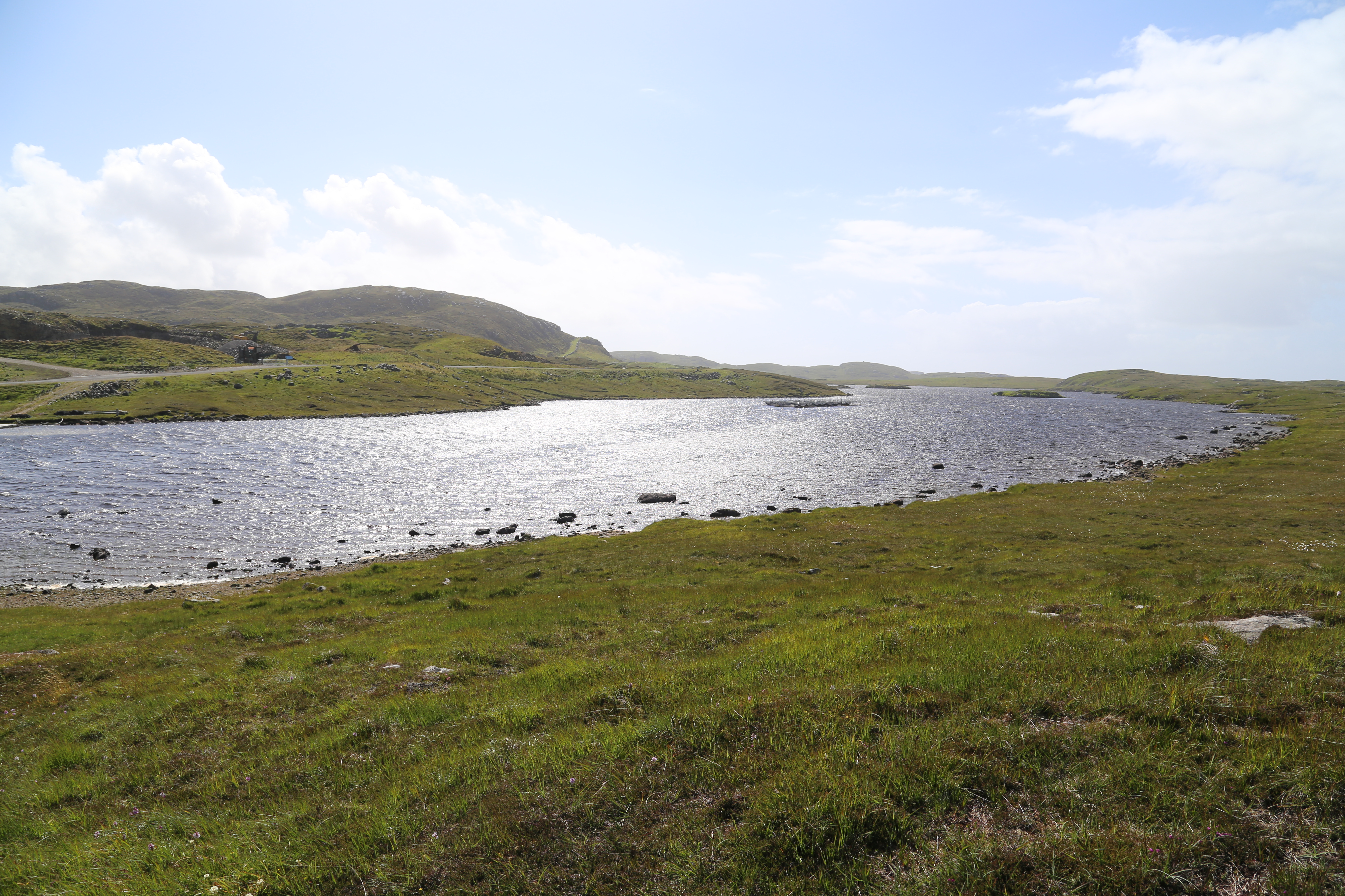 2014 Europe Trip Day 29 - Scotland (Callanish Standing Stones, Dun Carloway Broch, Gearrannan Blackhouse Village, Harris Tweed Weaving Loom, Dailbeag Beach, Arnol Black House, Breanish Tweed, Peat, Steinacleit, Bridge to Nowhere, Traigh Mhor, Rainbow)