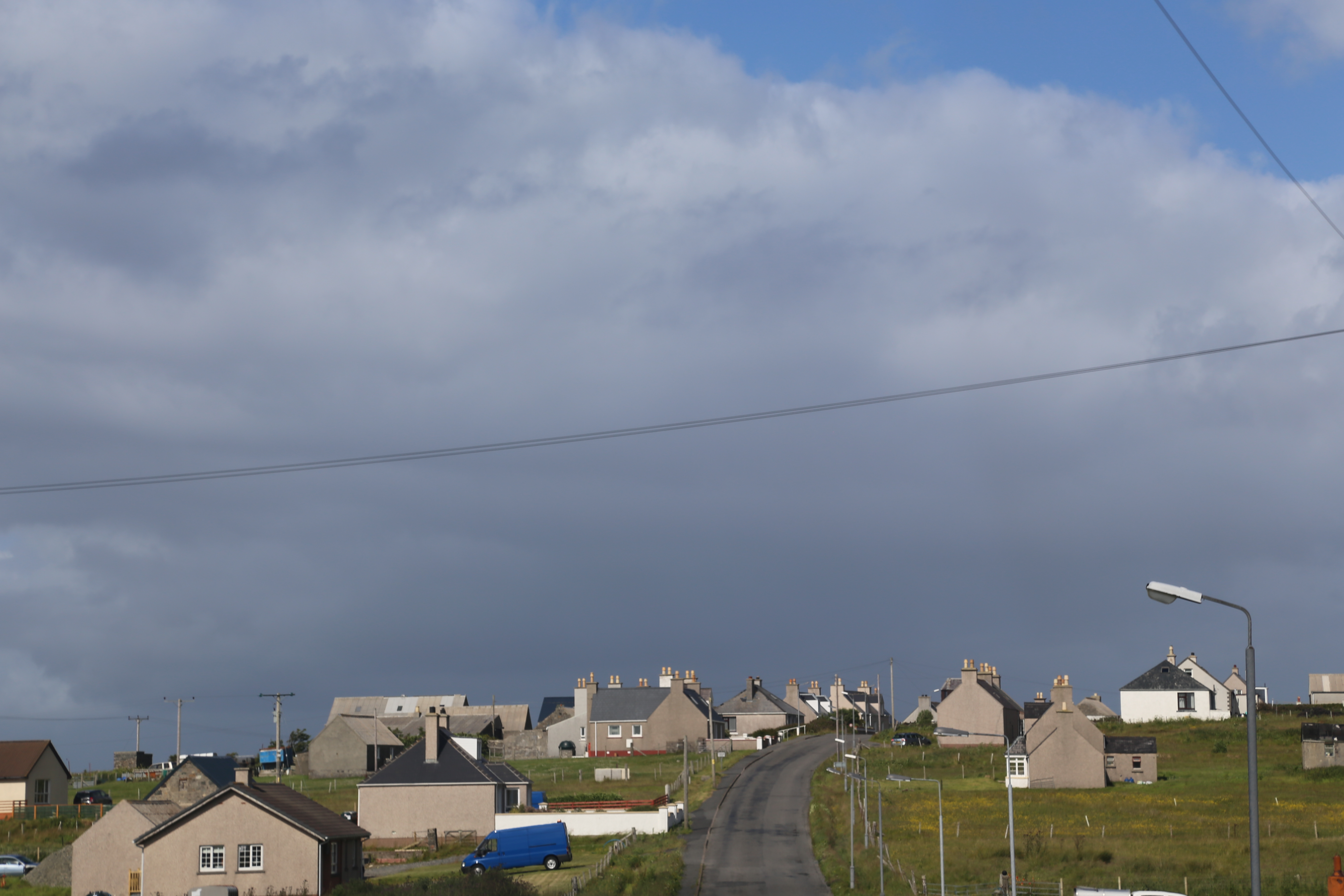 2014 Europe Trip Day 29 - Scotland (Callanish Standing Stones, Dun Carloway Broch, Gearrannan Blackhouse Village, Harris Tweed Weaving Loom, Dailbeag Beach, Arnol Black House, Breanish Tweed, Peat, Steinacleit, Bridge to Nowhere, Traigh Mhor, Rainbow)