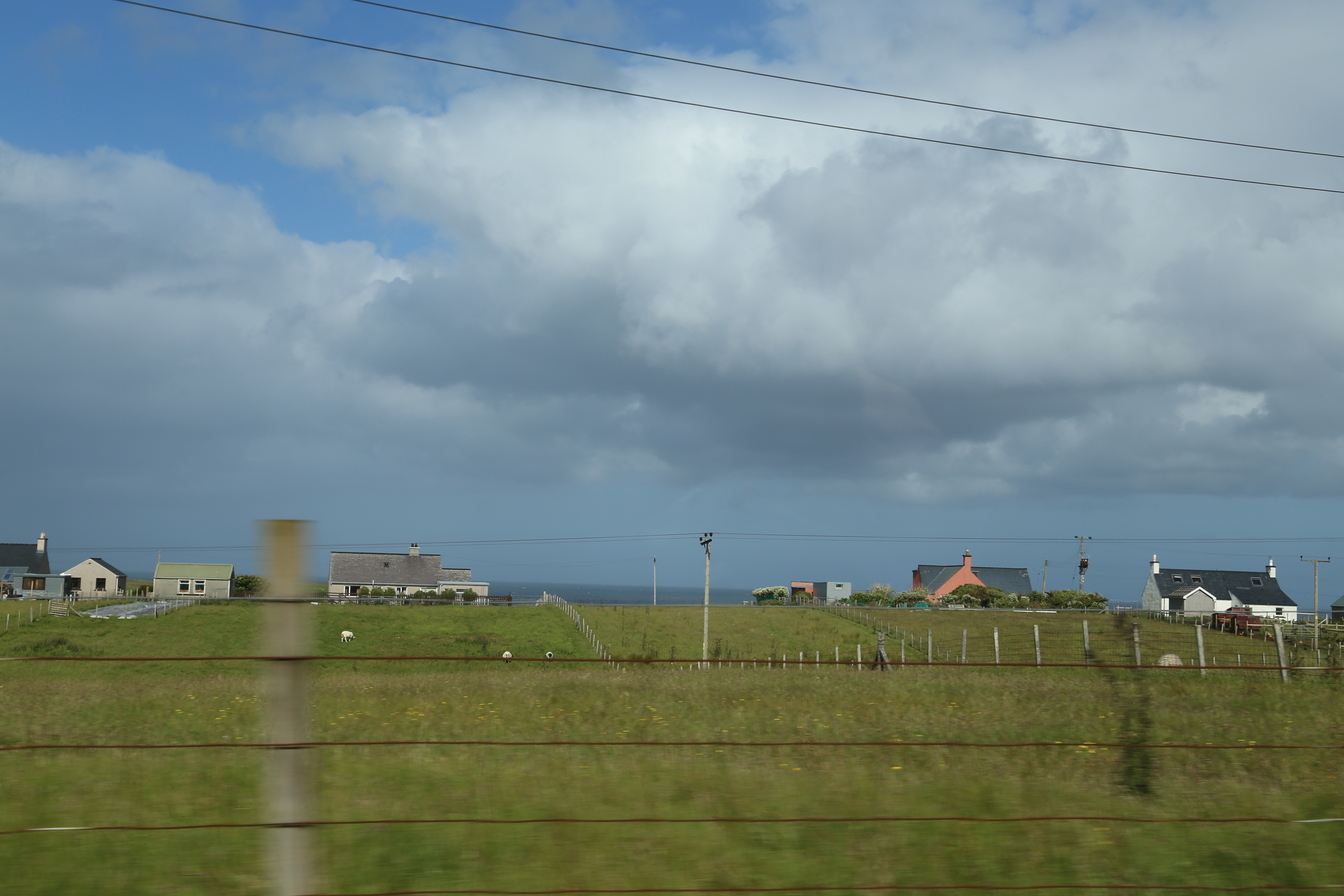 2014 Europe Trip Day 29 - Scotland (Callanish Standing Stones, Dun Carloway Broch, Gearrannan Blackhouse Village, Harris Tweed Weaving Loom, Dailbeag Beach, Arnol Black House, Breanish Tweed, Peat, Steinacleit, Bridge to Nowhere, Traigh Mhor, Rainbow)