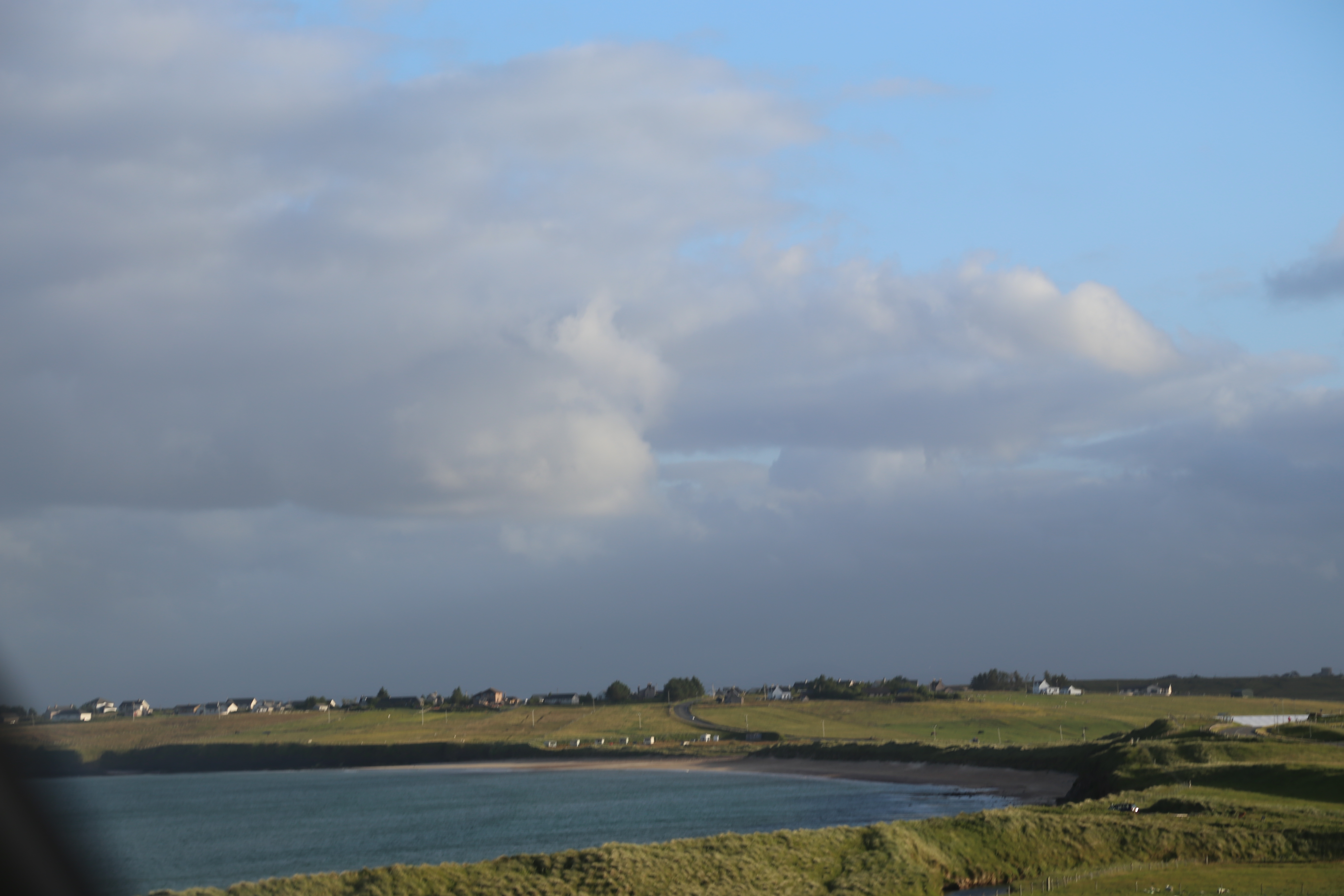 2014 Europe Trip Day 29 - Scotland (Callanish Standing Stones, Dun Carloway Broch, Gearrannan Blackhouse Village, Harris Tweed Weaving Loom, Dailbeag Beach, Arnol Black House, Breanish Tweed, Peat, Steinacleit, Bridge to Nowhere, Traigh Mhor, Rainbow)