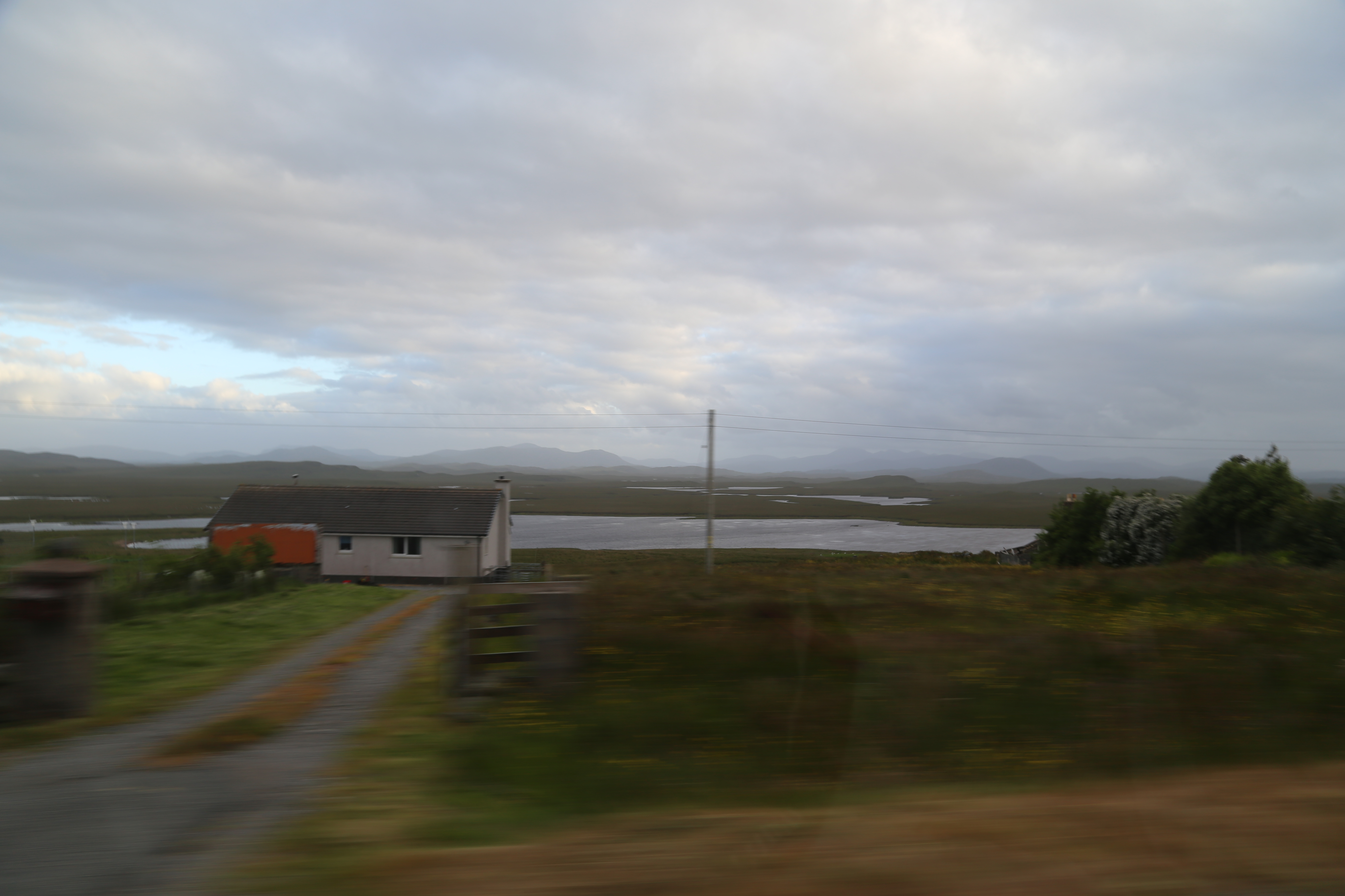 2014 Europe Trip Day 29 - Scotland (Callanish Standing Stones, Dun Carloway Broch, Gearrannan Blackhouse Village, Harris Tweed Weaving Loom, Dailbeag Beach, Arnol Black House, Breanish Tweed, Peat, Steinacleit, Bridge to Nowhere, Traigh Mhor, Rainbow)