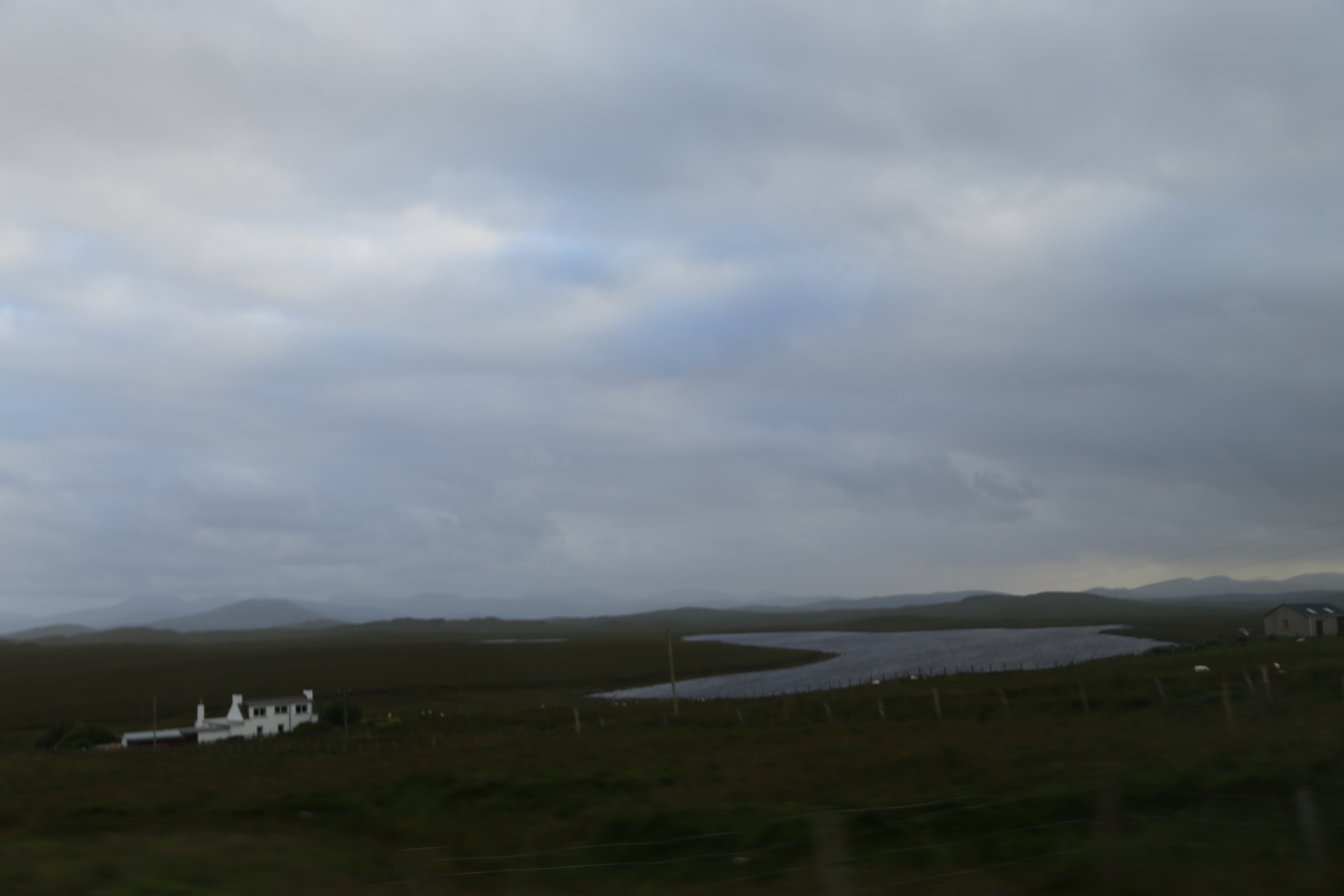 2014 Europe Trip Day 29 - Scotland (Callanish Standing Stones, Dun Carloway Broch, Gearrannan Blackhouse Village, Harris Tweed Weaving Loom, Dailbeag Beach, Arnol Black House, Breanish Tweed, Peat, Steinacleit, Bridge to Nowhere, Traigh Mhor, Rainbow)