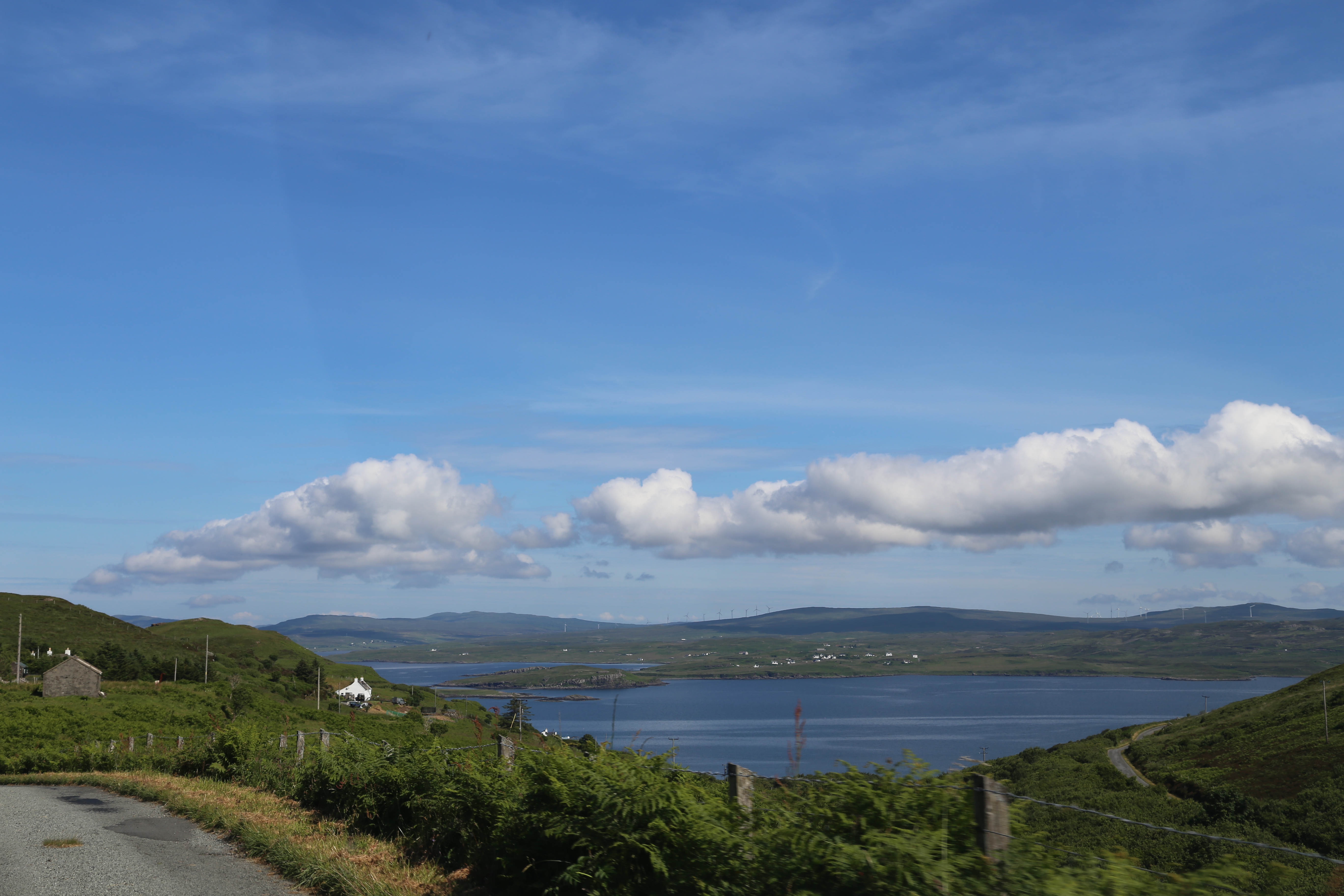 2014 Europe Trip Day 28 - Scotland (Isle of Skye, Portree, Full Scottish Breakfast, Dun Beag Broch, Highland Sheep, Thistle, Red Telephone Box, Neist Point Lighthouse, Dunvegan Castle, Uig-Tarbert Ferry, Outer Hebrides, Isle of Harris, Losgaintir Beach)