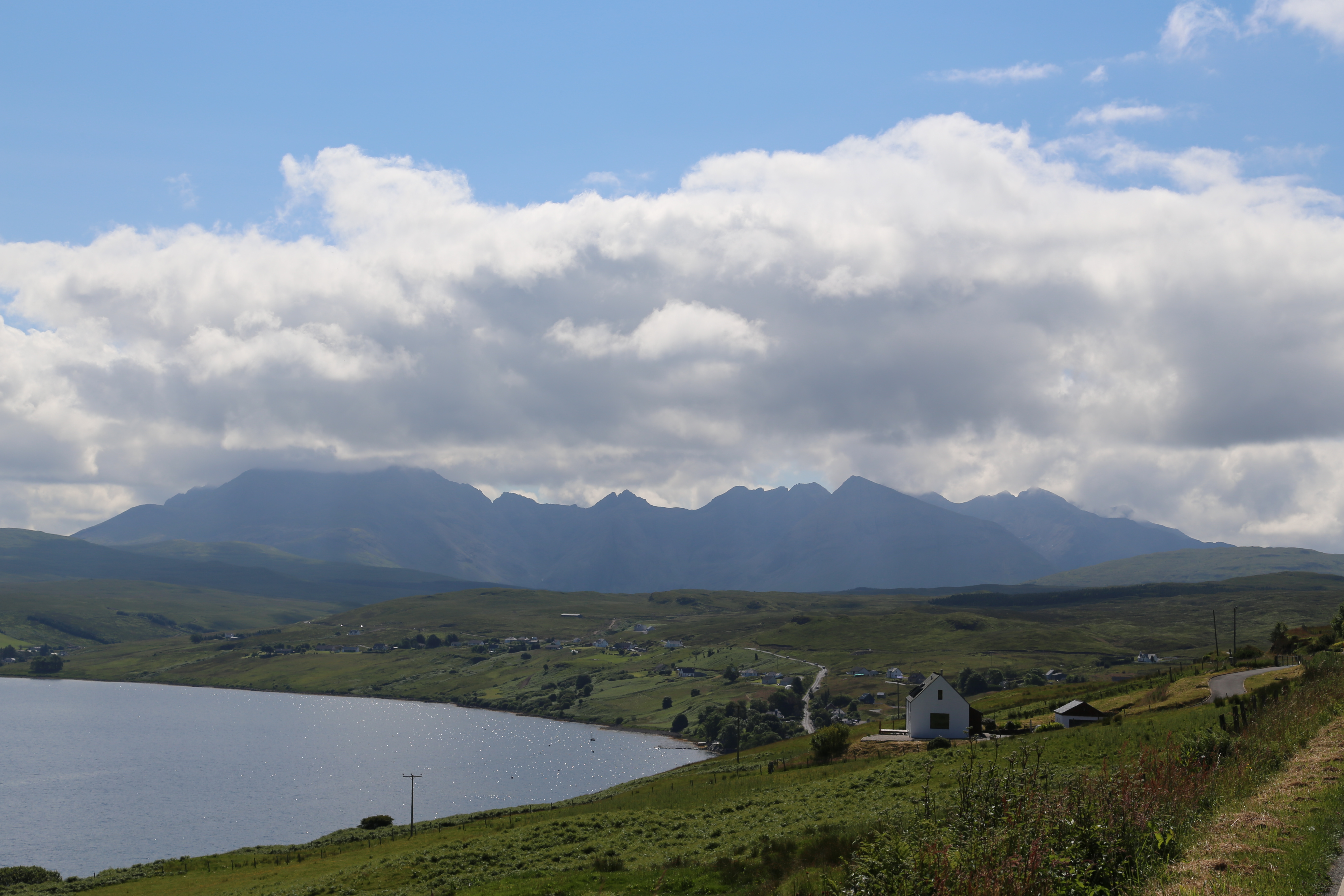 2014 Europe Trip Day 28 - Scotland (Isle of Skye, Portree, Full Scottish Breakfast, Dun Beag Broch, Highland Sheep, Thistle, Red Telephone Box, Neist Point Lighthouse, Dunvegan Castle, Uig-Tarbert Ferry, Outer Hebrides, Isle of Harris, Losgaintir Beach)