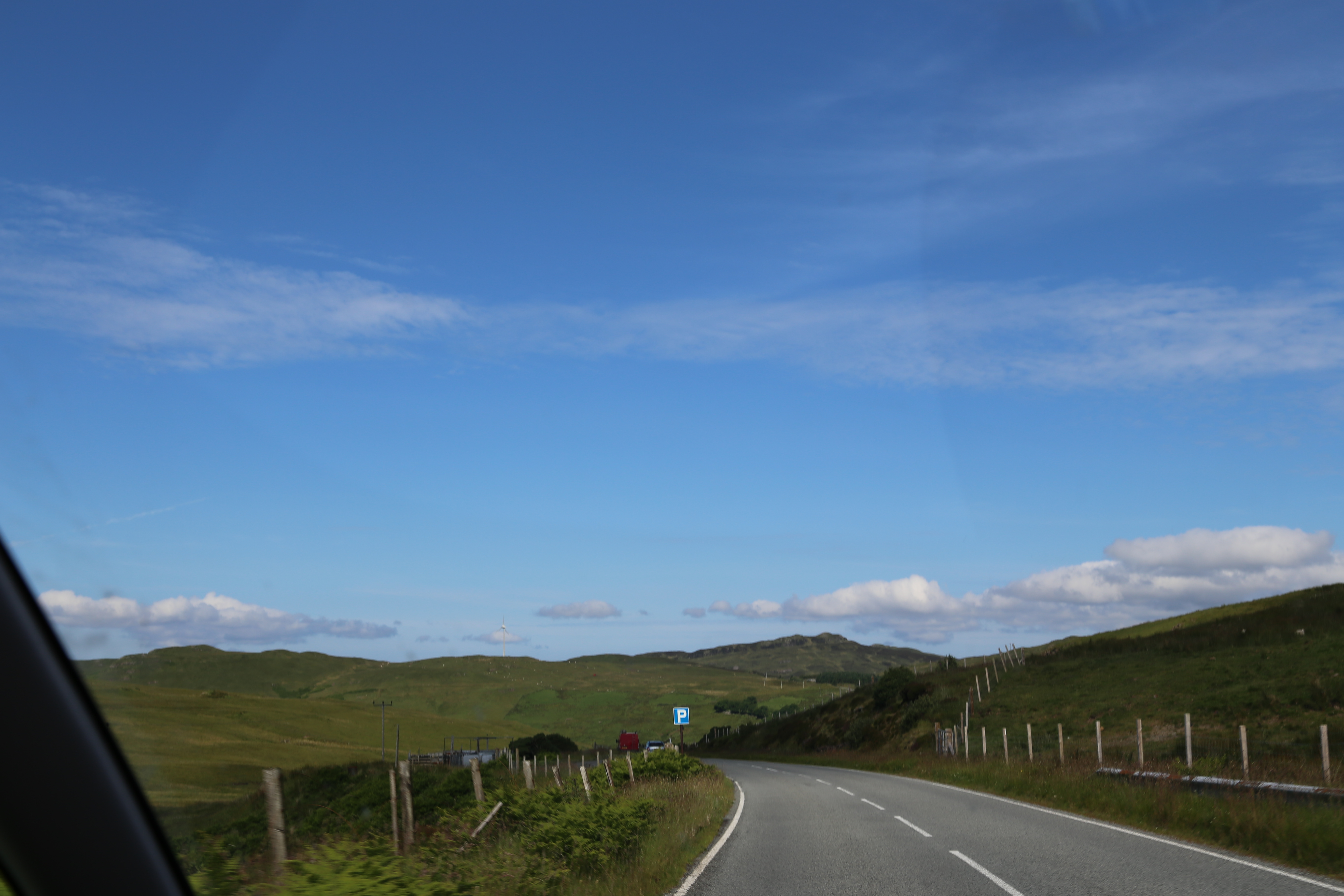 2014 Europe Trip Day 28 - Scotland (Isle of Skye, Portree, Full Scottish Breakfast, Dun Beag Broch, Highland Sheep, Thistle, Red Telephone Box, Neist Point Lighthouse, Dunvegan Castle, Uig-Tarbert Ferry, Outer Hebrides, Isle of Harris, Losgaintir Beach)