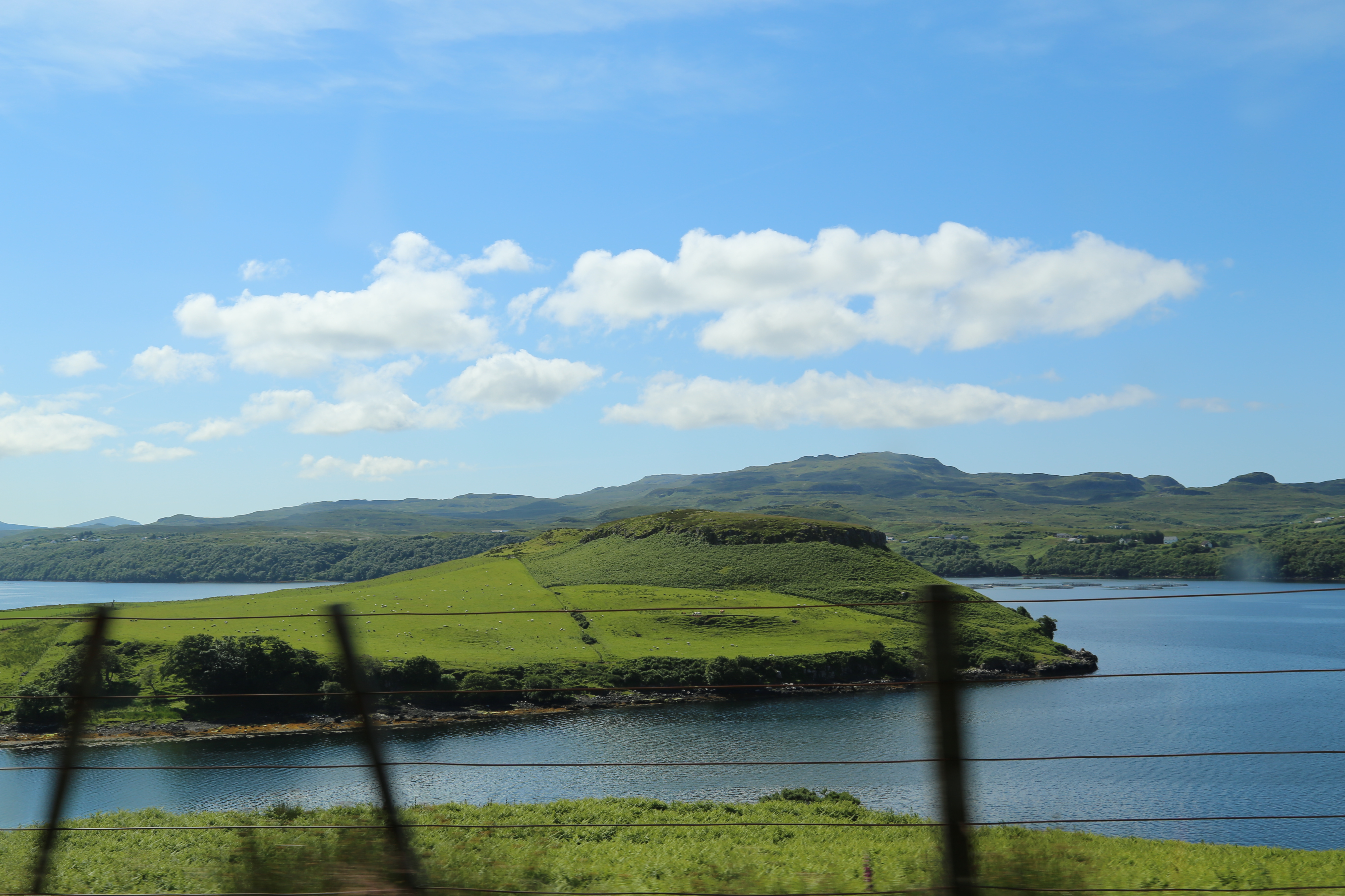 2014 Europe Trip Day 28 - Scotland (Isle of Skye, Portree, Full Scottish Breakfast, Dun Beag Broch, Highland Sheep, Thistle, Red Telephone Box, Neist Point Lighthouse, Dunvegan Castle, Uig-Tarbert Ferry, Outer Hebrides, Isle of Harris, Losgaintir Beach)