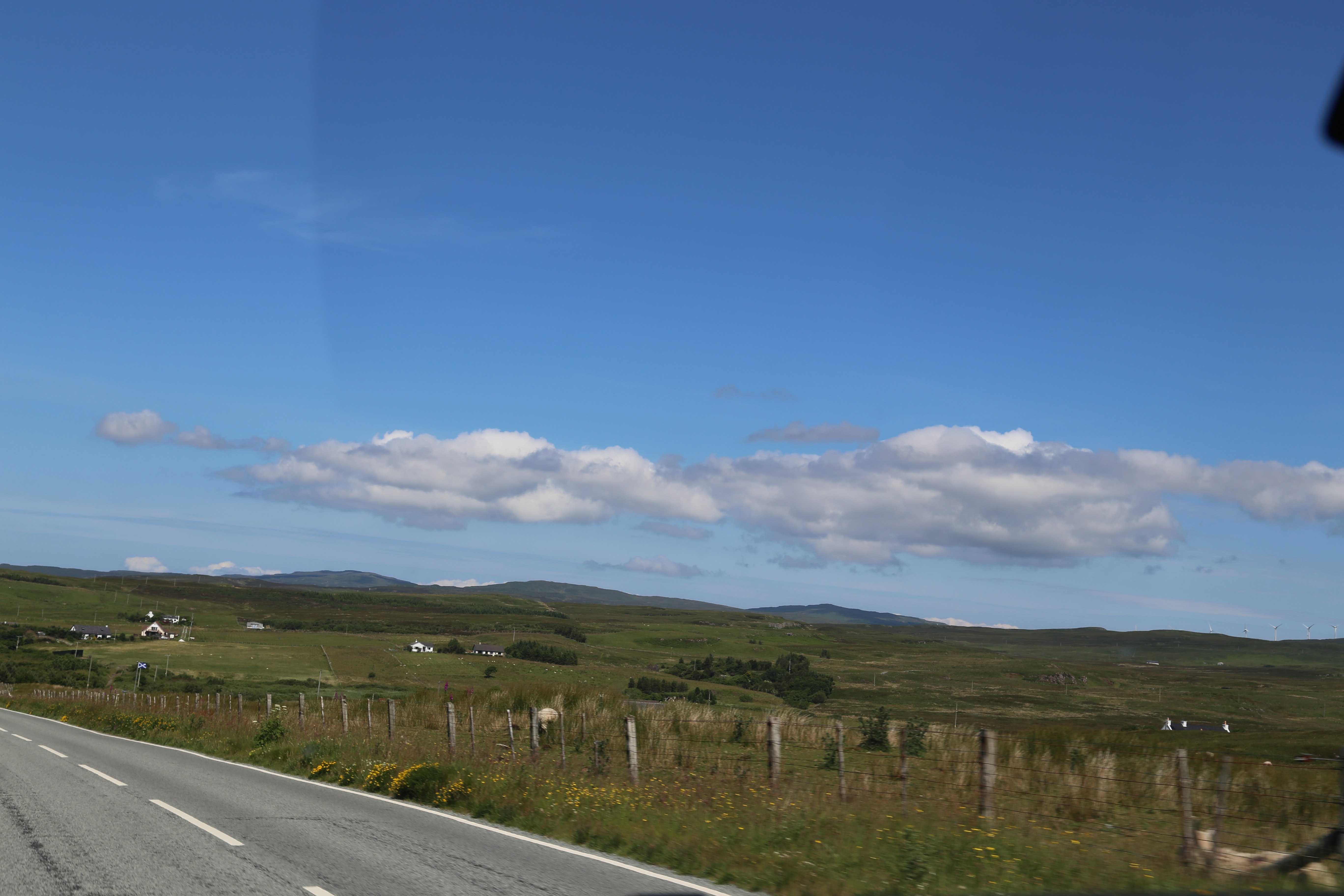 2014 Europe Trip Day 28 - Scotland (Isle of Skye, Portree, Full Scottish Breakfast, Dun Beag Broch, Highland Sheep, Thistle, Red Telephone Box, Neist Point Lighthouse, Dunvegan Castle, Uig-Tarbert Ferry, Outer Hebrides, Isle of Harris, Losgaintir Beach)