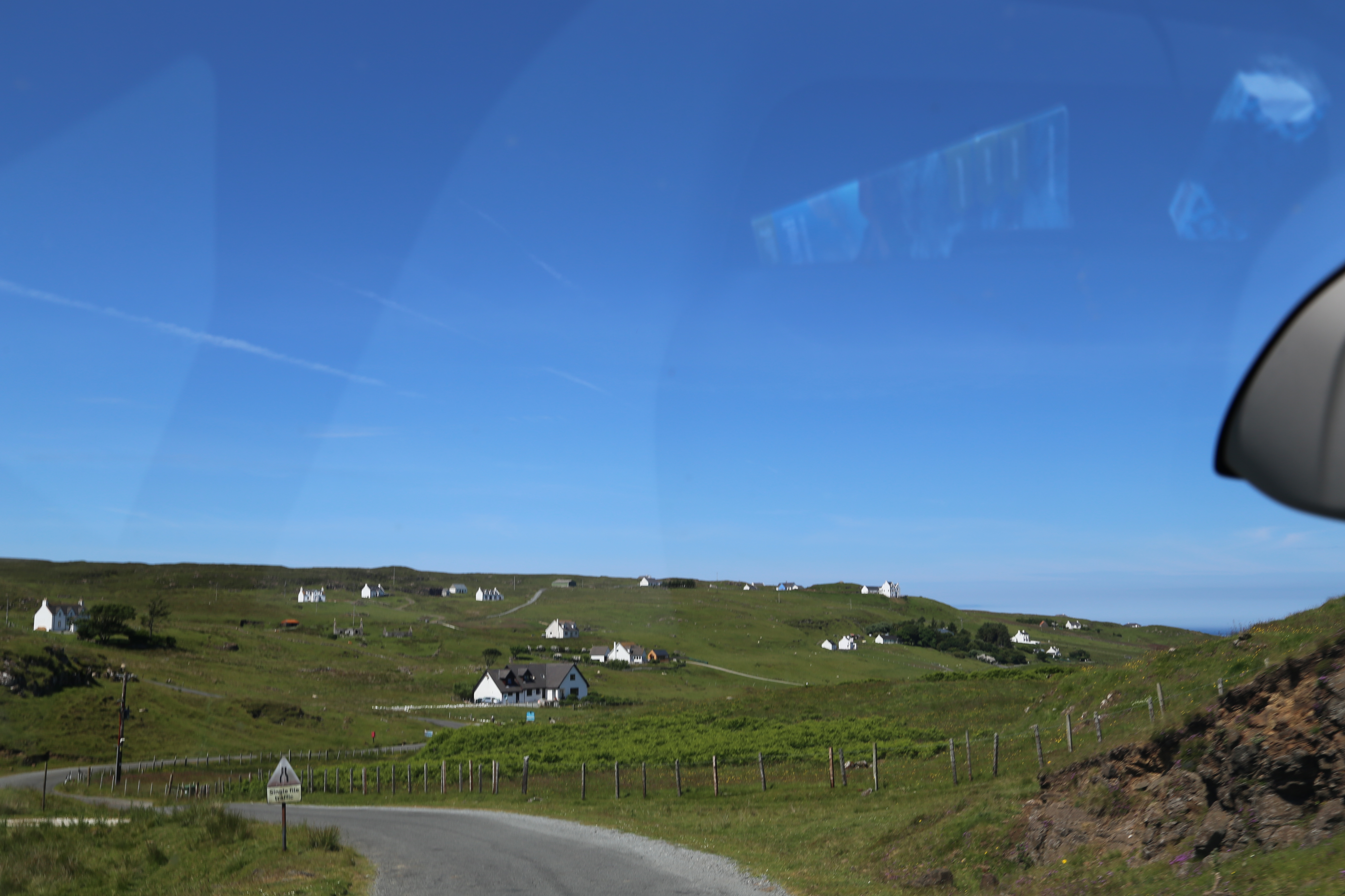 2014 Europe Trip Day 28 - Scotland (Isle of Skye, Portree, Full Scottish Breakfast, Dun Beag Broch, Highland Sheep, Thistle, Red Telephone Box, Neist Point Lighthouse, Dunvegan Castle, Uig-Tarbert Ferry, Outer Hebrides, Isle of Harris, Losgaintir Beach)