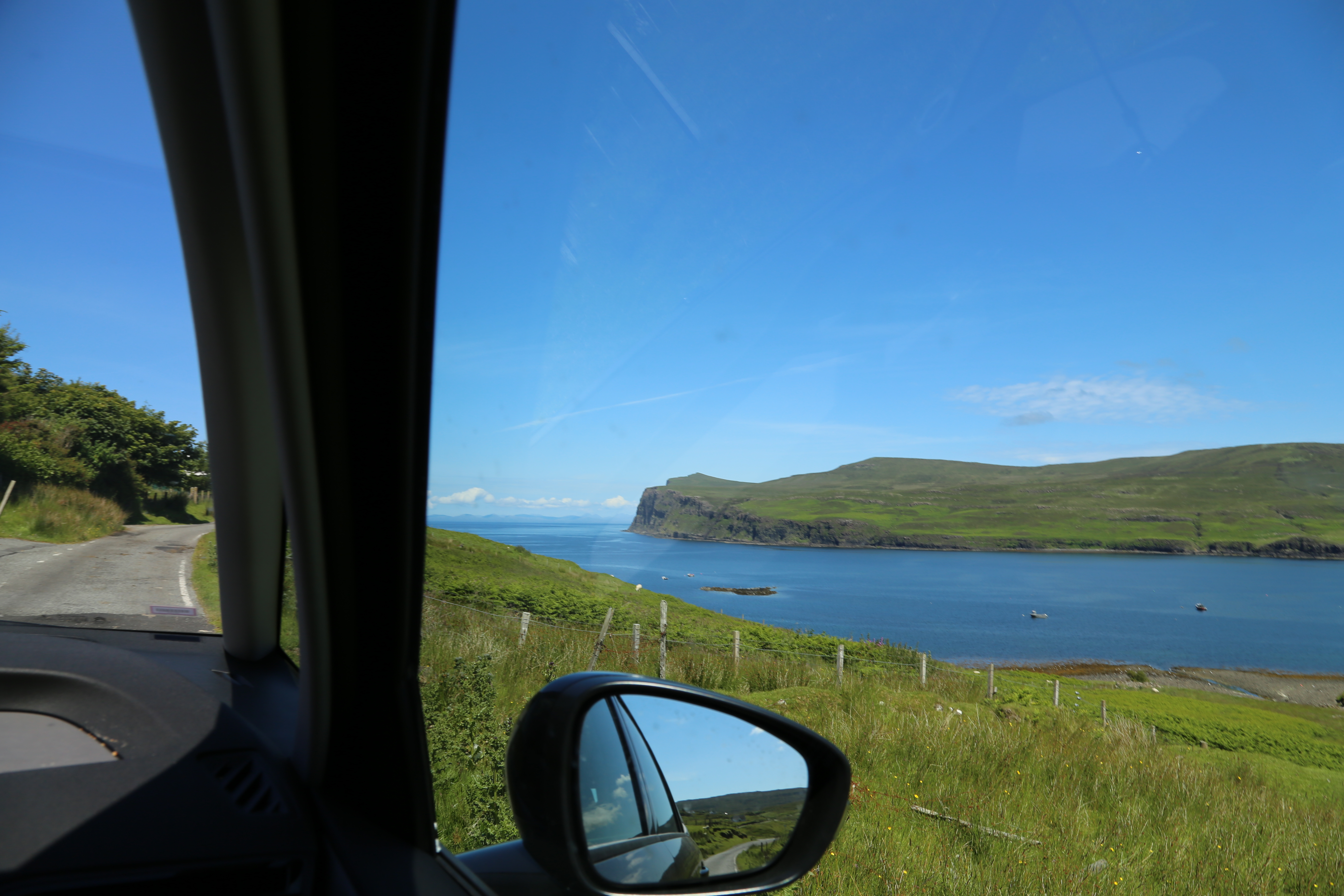 2014 Europe Trip Day 28 - Scotland (Isle of Skye, Portree, Full Scottish Breakfast, Dun Beag Broch, Highland Sheep, Thistle, Red Telephone Box, Neist Point Lighthouse, Dunvegan Castle, Uig-Tarbert Ferry, Outer Hebrides, Isle of Harris, Losgaintir Beach)