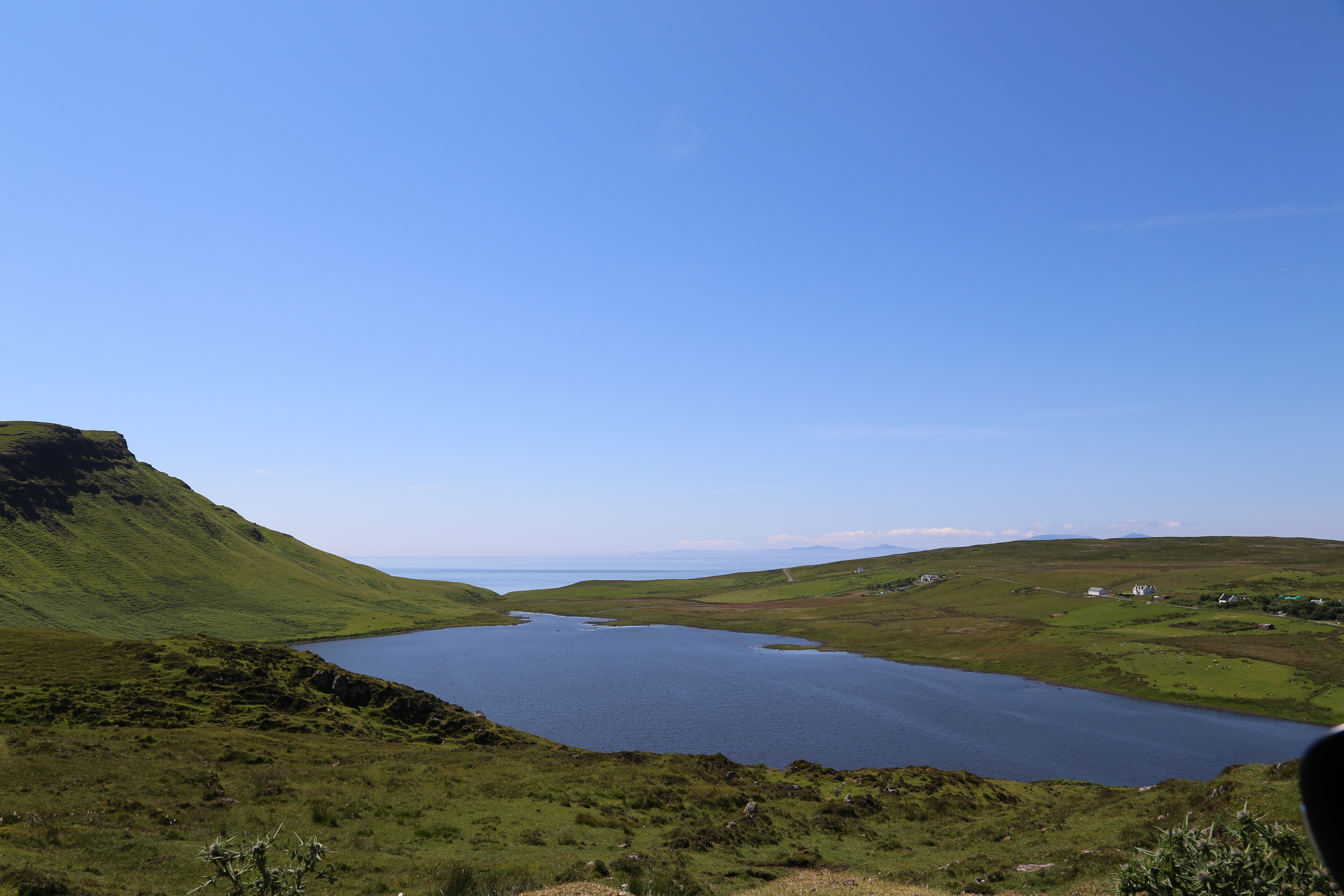 2014 Europe Trip Day 28 - Scotland (Isle of Skye, Portree, Full Scottish Breakfast, Dun Beag Broch, Highland Sheep, Thistle, Red Telephone Box, Neist Point Lighthouse, Dunvegan Castle, Uig-Tarbert Ferry, Outer Hebrides, Isle of Harris, Losgaintir Beach)