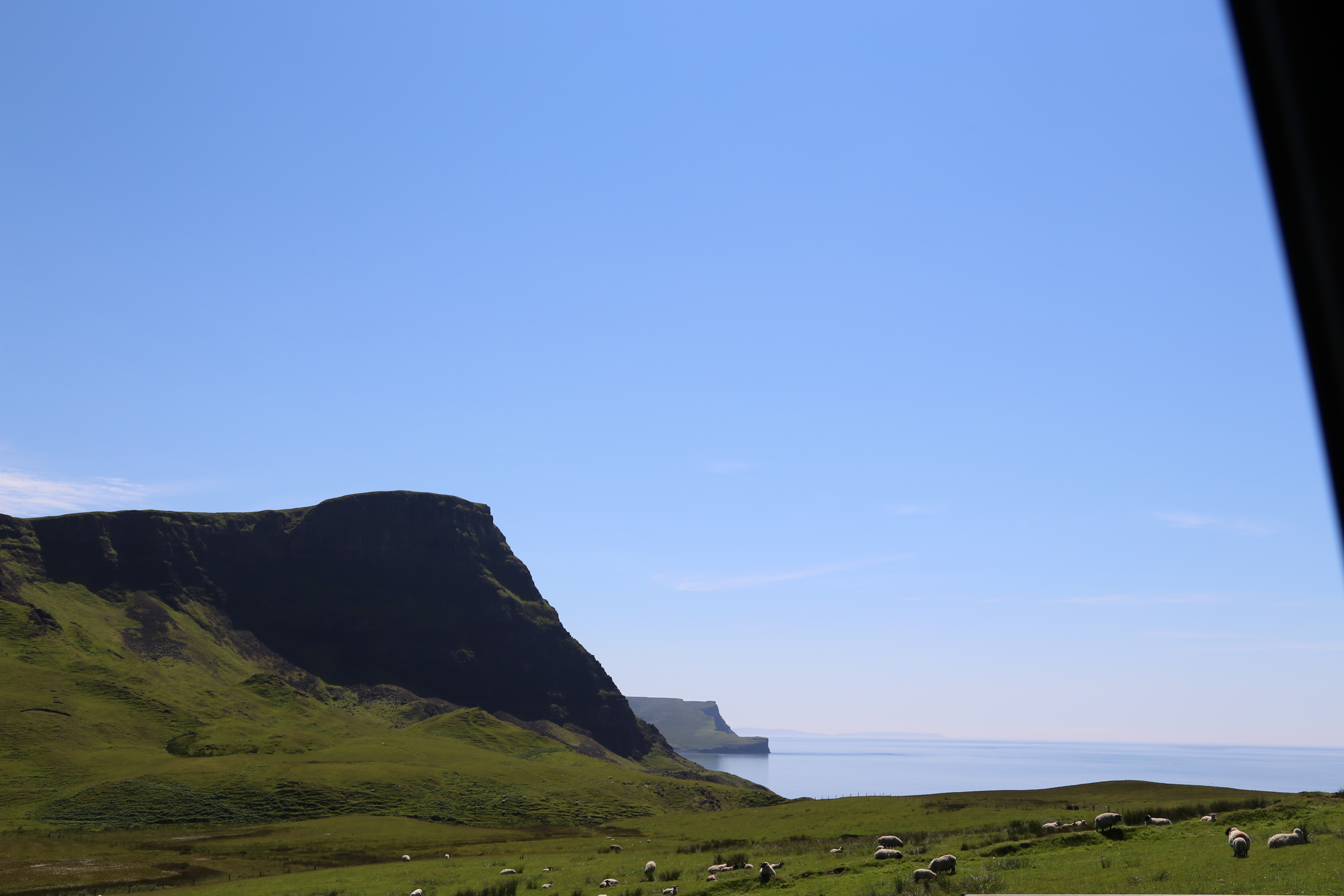 2014 Europe Trip Day 28 - Scotland (Isle of Skye, Portree, Full Scottish Breakfast, Dun Beag Broch, Highland Sheep, Thistle, Red Telephone Box, Neist Point Lighthouse, Dunvegan Castle, Uig-Tarbert Ferry, Outer Hebrides, Isle of Harris, Losgaintir Beach)