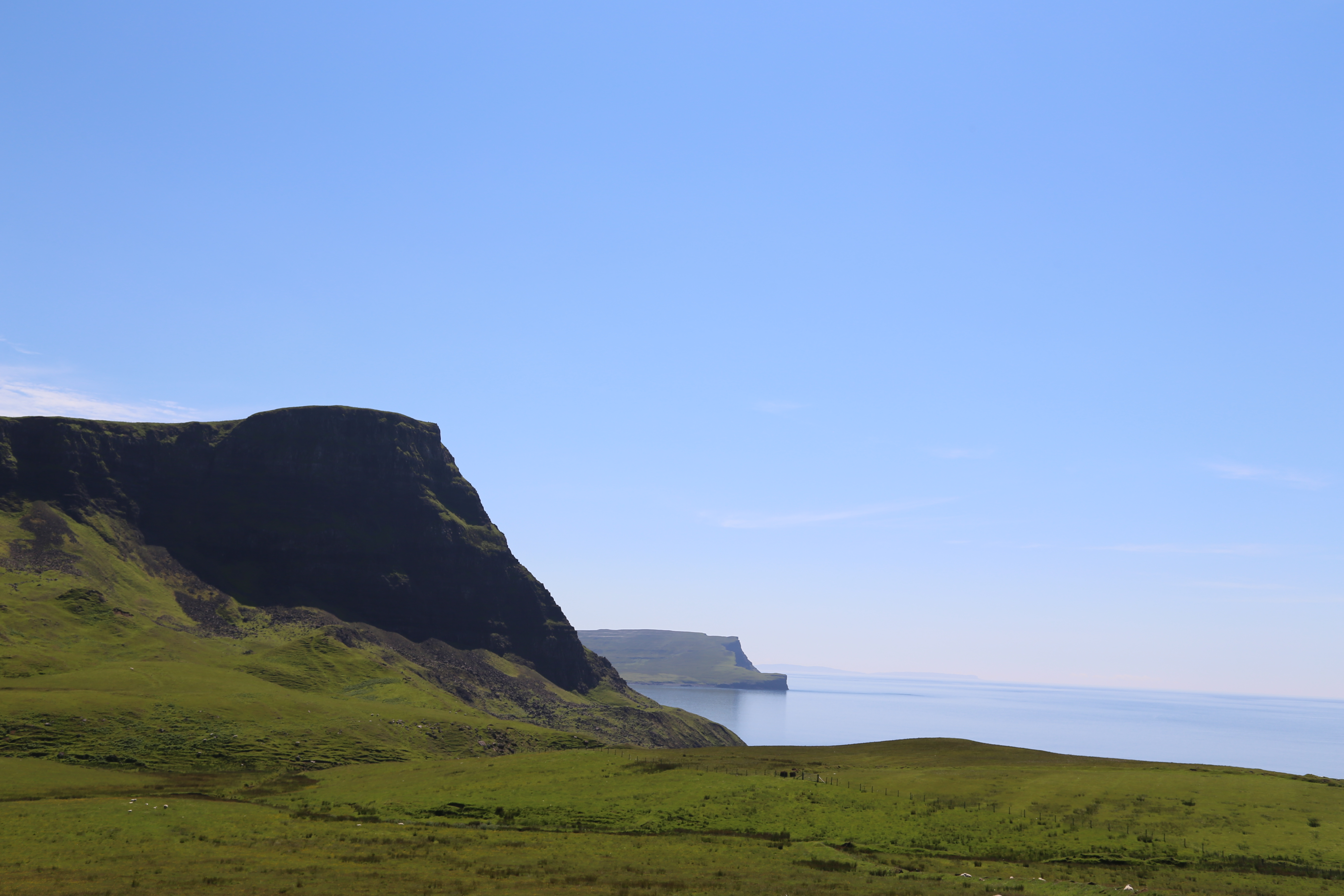 2014 Europe Trip Day 28 - Scotland (Isle of Skye, Portree, Full Scottish Breakfast, Dun Beag Broch, Highland Sheep, Thistle, Red Telephone Box, Neist Point Lighthouse, Dunvegan Castle, Uig-Tarbert Ferry, Outer Hebrides, Isle of Harris, Losgaintir Beach)