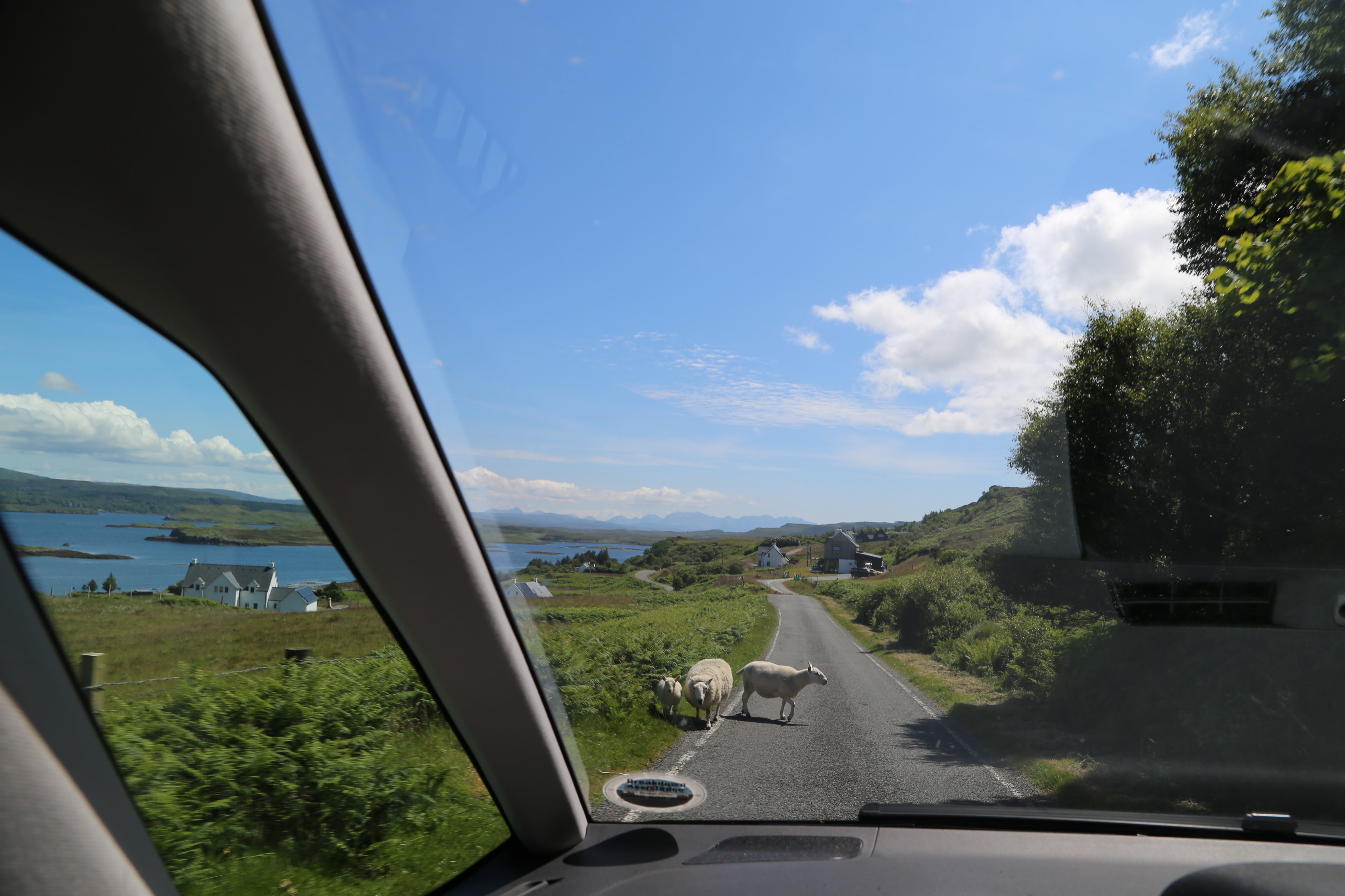 2014 Europe Trip Day 28 - Scotland (Isle of Skye, Portree, Full Scottish Breakfast, Dun Beag Broch, Highland Sheep, Thistle, Red Telephone Box, Neist Point Lighthouse, Dunvegan Castle, Uig-Tarbert Ferry, Outer Hebrides, Isle of Harris, Losgaintir Beach)