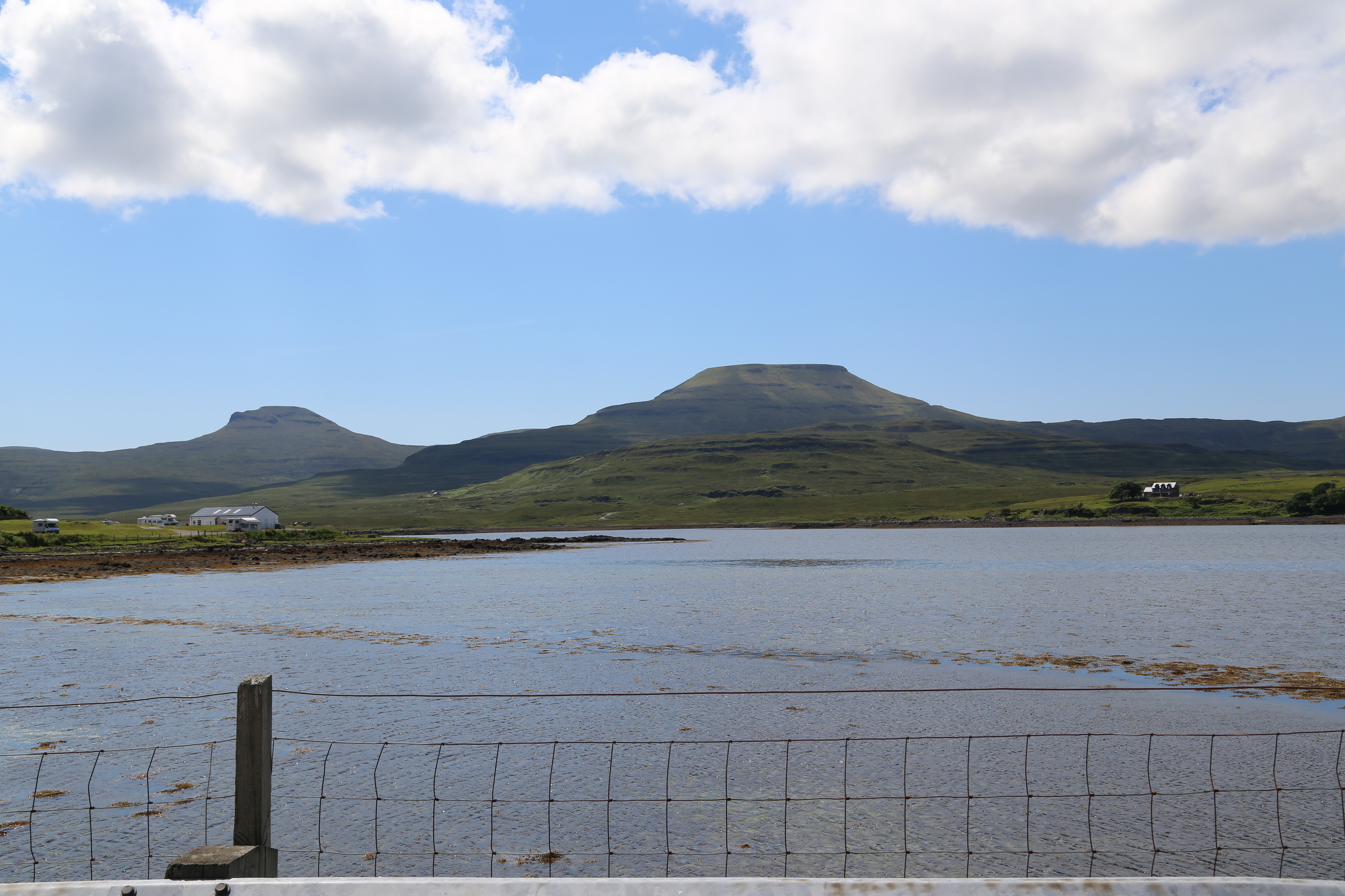 2014 Europe Trip Day 28 - Scotland (Isle of Skye, Portree, Full Scottish Breakfast, Dun Beag Broch, Highland Sheep, Thistle, Red Telephone Box, Neist Point Lighthouse, Dunvegan Castle, Uig-Tarbert Ferry, Outer Hebrides, Isle of Harris, Losgaintir Beach)