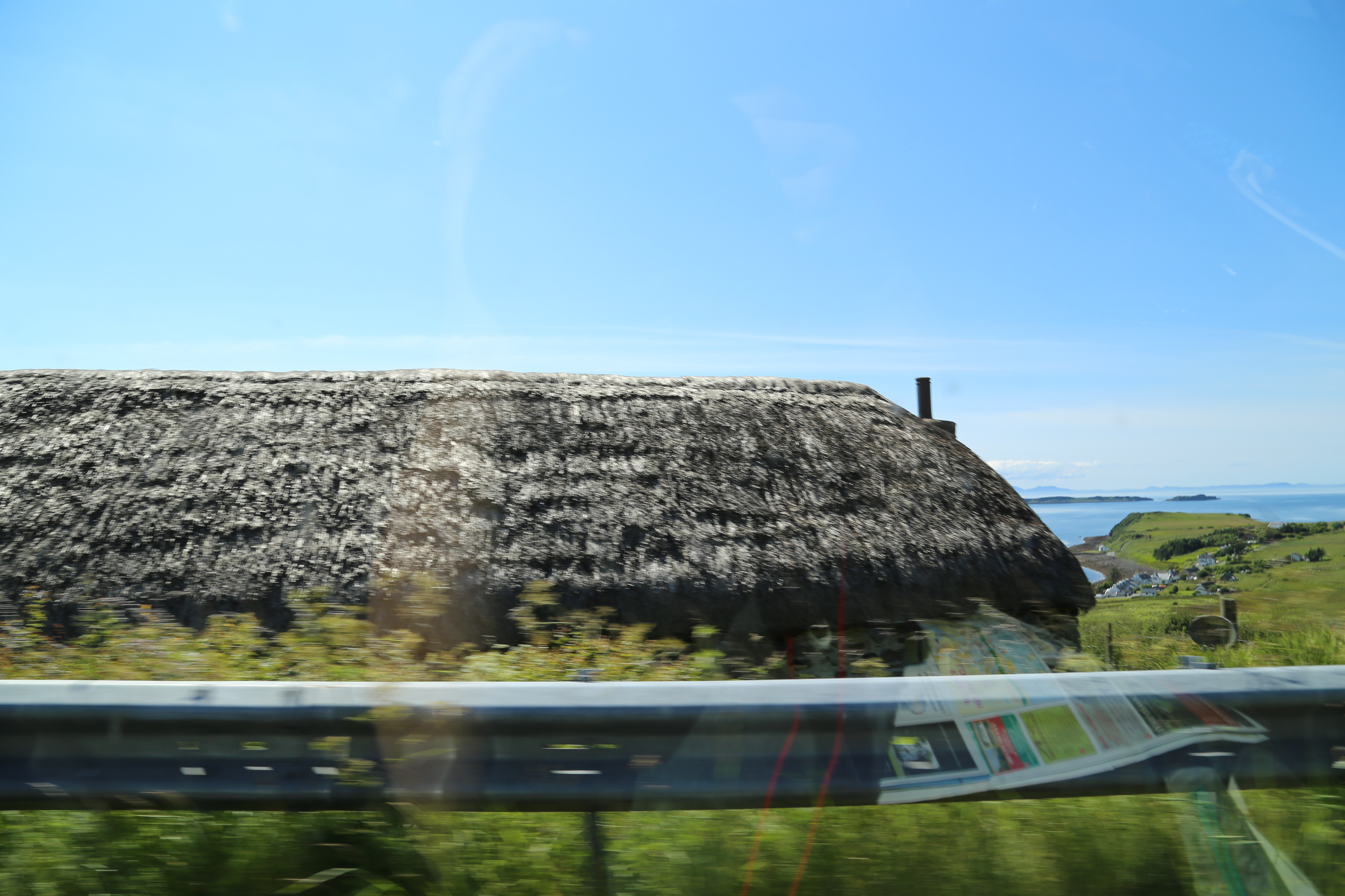 2014 Europe Trip Day 28 - Scotland (Isle of Skye, Portree, Full Scottish Breakfast, Dun Beag Broch, Highland Sheep, Thistle, Red Telephone Box, Neist Point Lighthouse, Dunvegan Castle, Uig-Tarbert Ferry, Outer Hebrides, Isle of Harris, Losgaintir Beach)