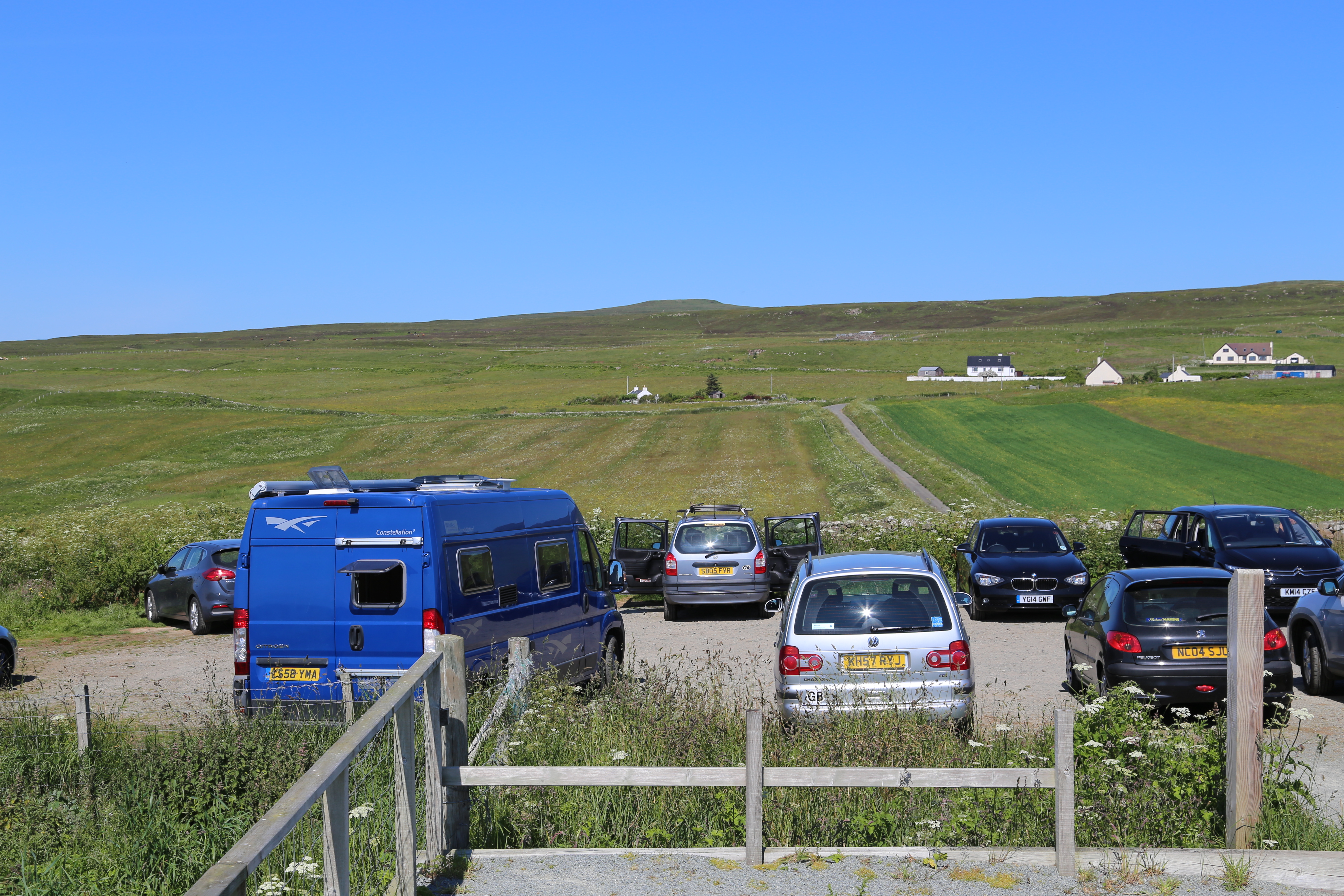 2014 Europe Trip Day 28 - Scotland (Isle of Skye, Portree, Full Scottish Breakfast, Dun Beag Broch, Highland Sheep, Thistle, Red Telephone Box, Neist Point Lighthouse, Dunvegan Castle, Uig-Tarbert Ferry, Outer Hebrides, Isle of Harris, Losgaintir Beach)