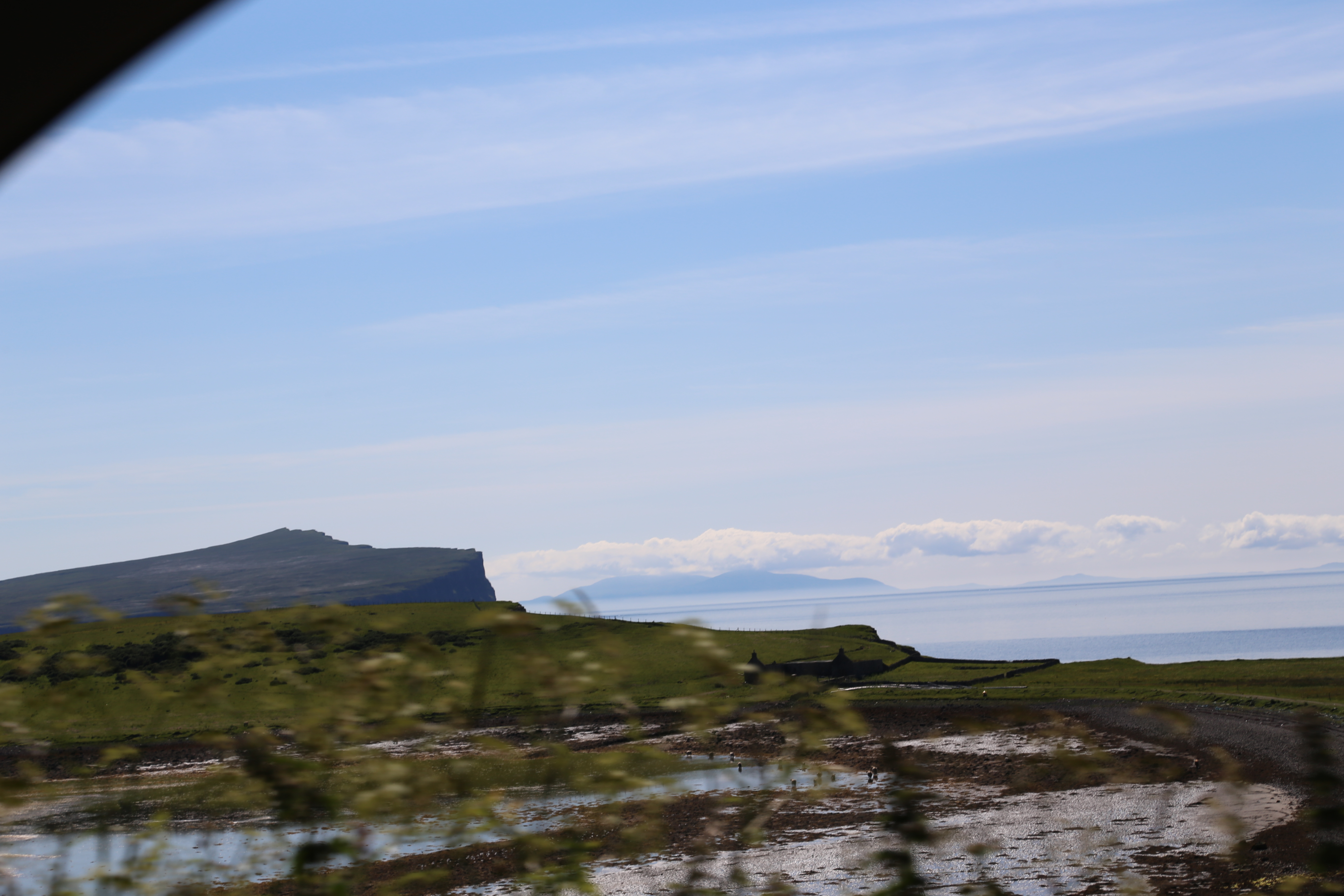 2014 Europe Trip Day 28 - Scotland (Isle of Skye, Portree, Full Scottish Breakfast, Dun Beag Broch, Highland Sheep, Thistle, Red Telephone Box, Neist Point Lighthouse, Dunvegan Castle, Uig-Tarbert Ferry, Outer Hebrides, Isle of Harris, Losgaintir Beach)